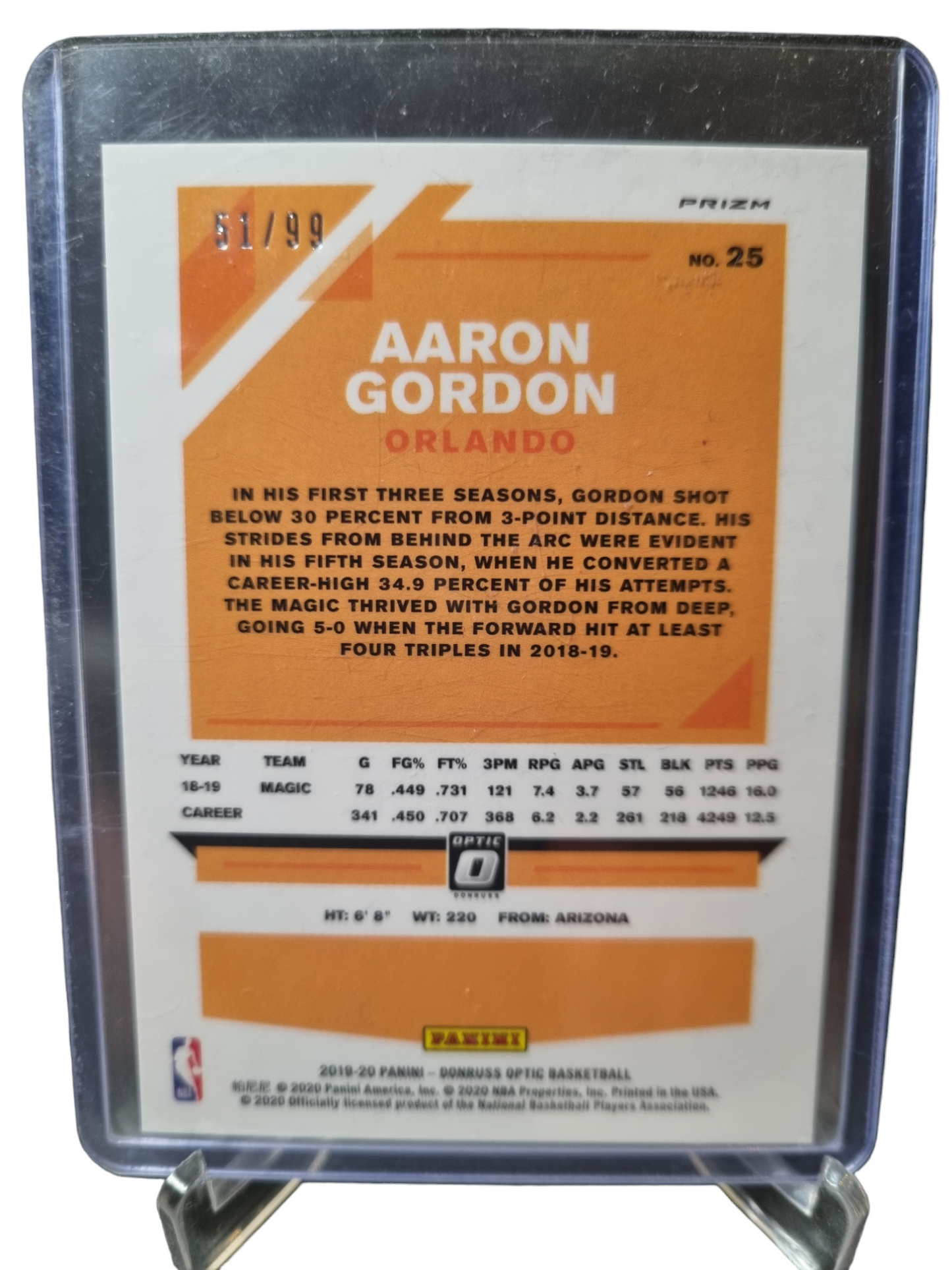 2019-20 Panini Donruss Optic #25 Aaron Gordon Red Prizm 51/99