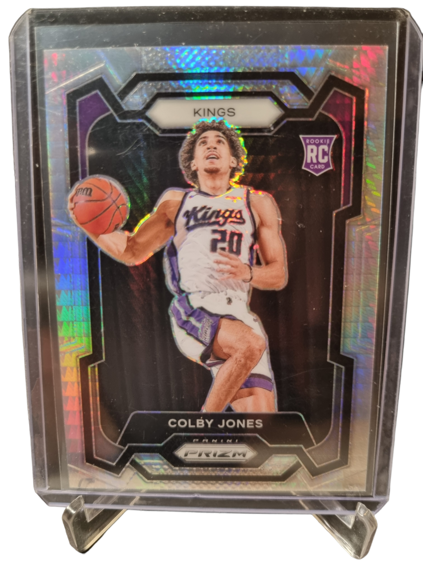 2023-24 Panini Prizm #160 Colby Jones Rookie Card Silver Hyper Prizm