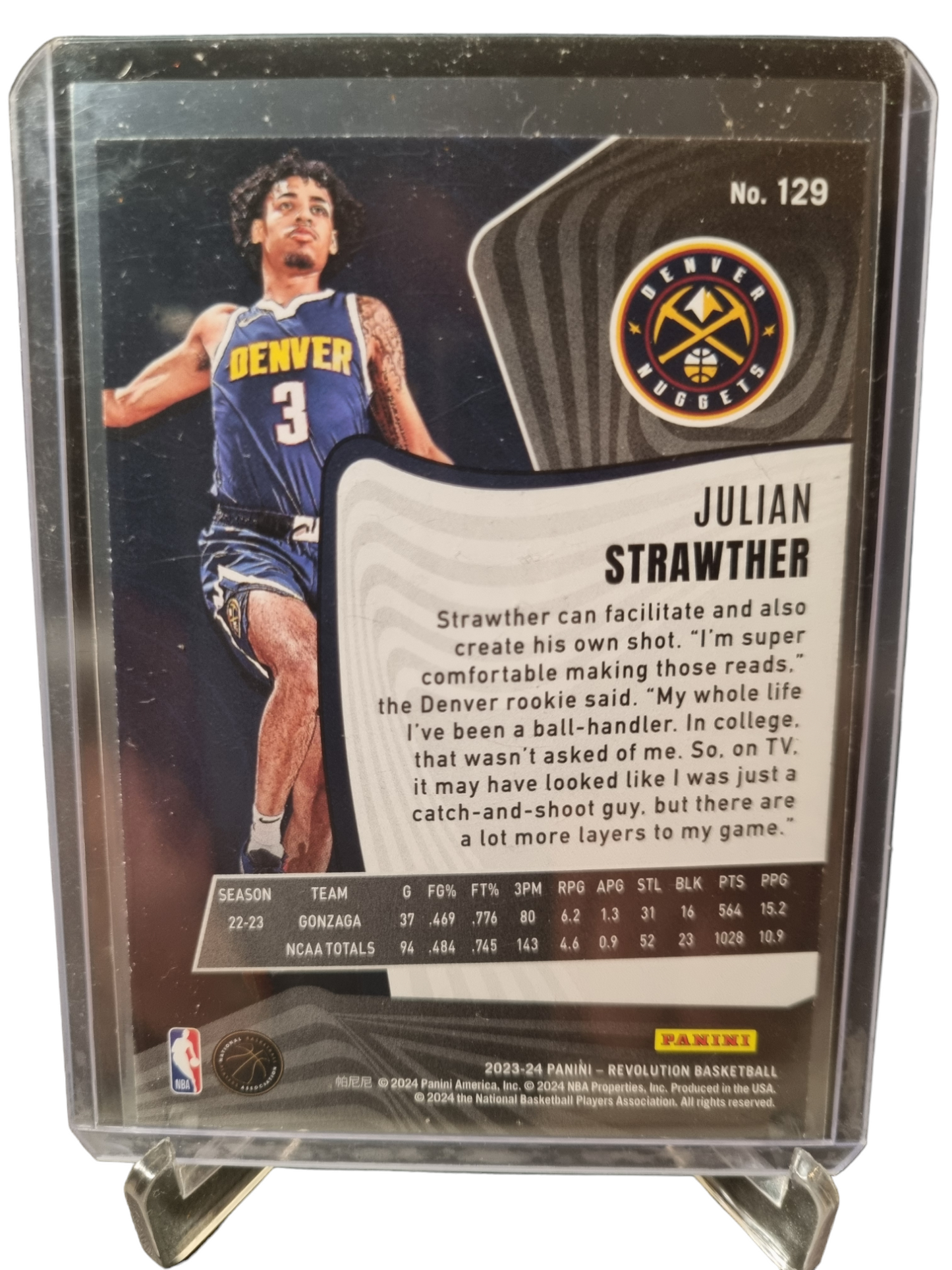 2023-24 Panini Revolution #129 Julian Strawther Rookie Card