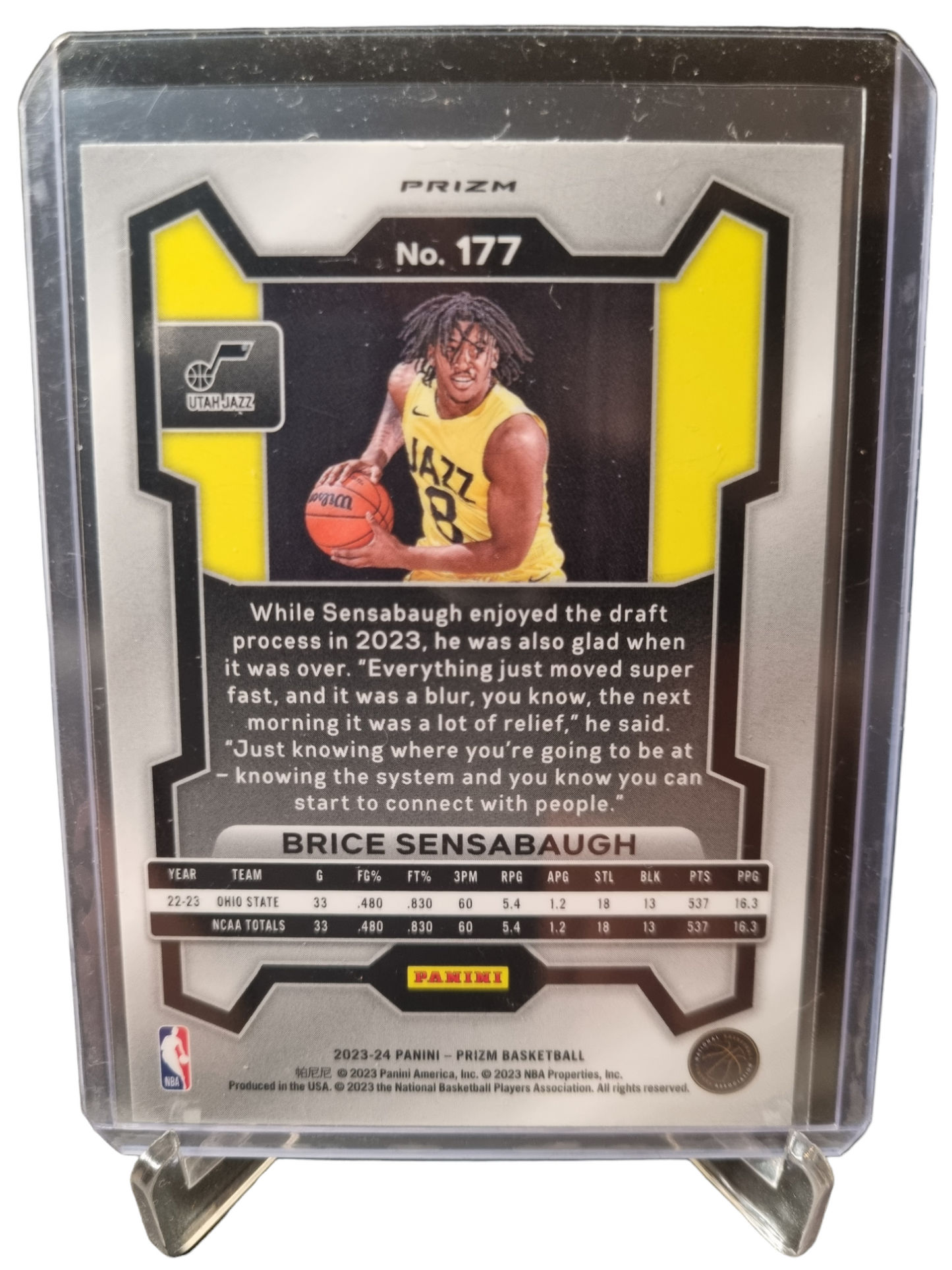 2023-24 Prizm #177 Brice Sensabaugh Rookie Card Fast Break Prizm