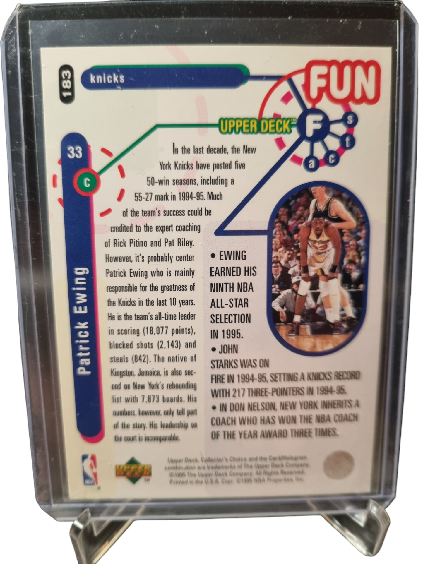 1995 Upper Deck #183 Patrick Ewing Fun Facts Players Club