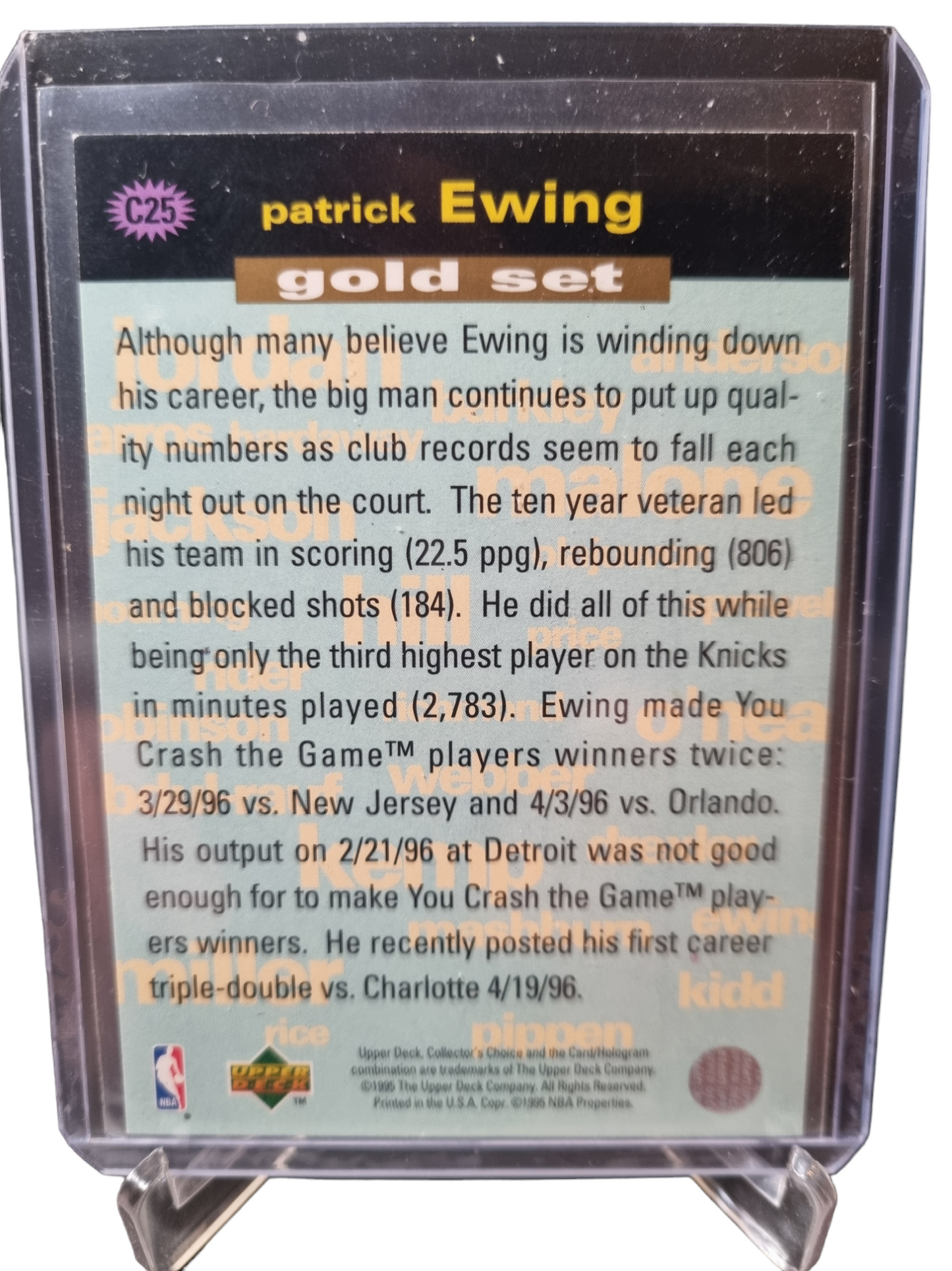 1995 Upper Deck #C25 Patrick Ewing You Crash The Game Gold Set