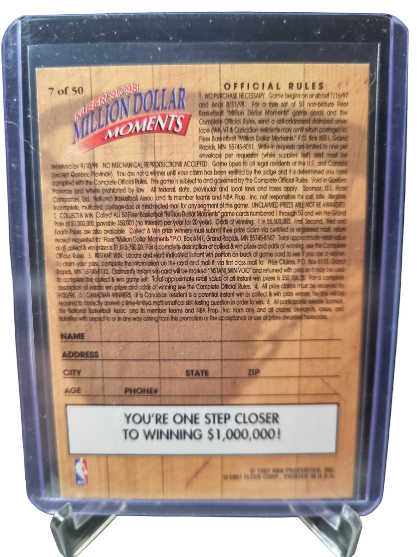 1997-98 Fleer #7 of 50 Patrick Ewing Million Dollar Moments