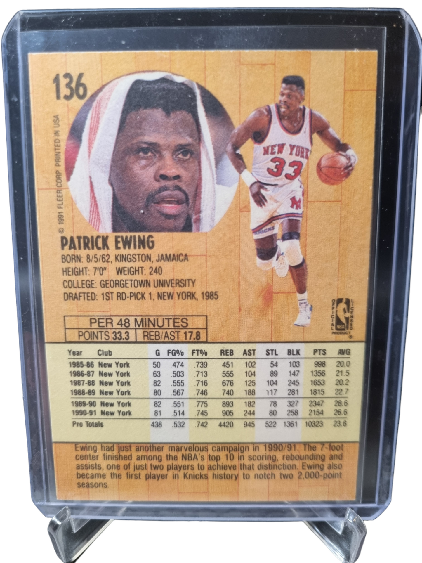 1991 Fleer #136 Patrick Ewing