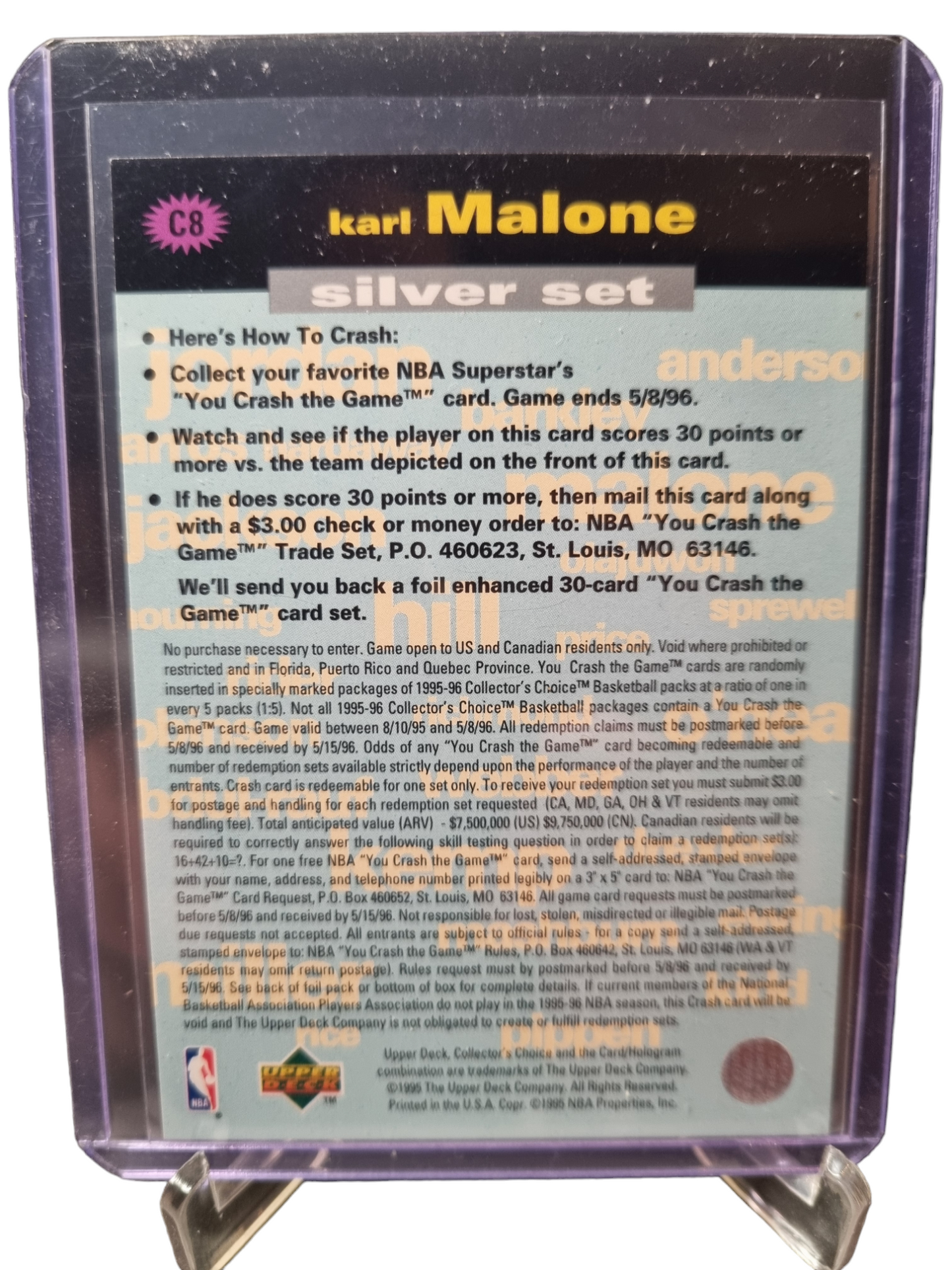 1995 Upper Deck #C8 Karl Malone Crash The Game Silver