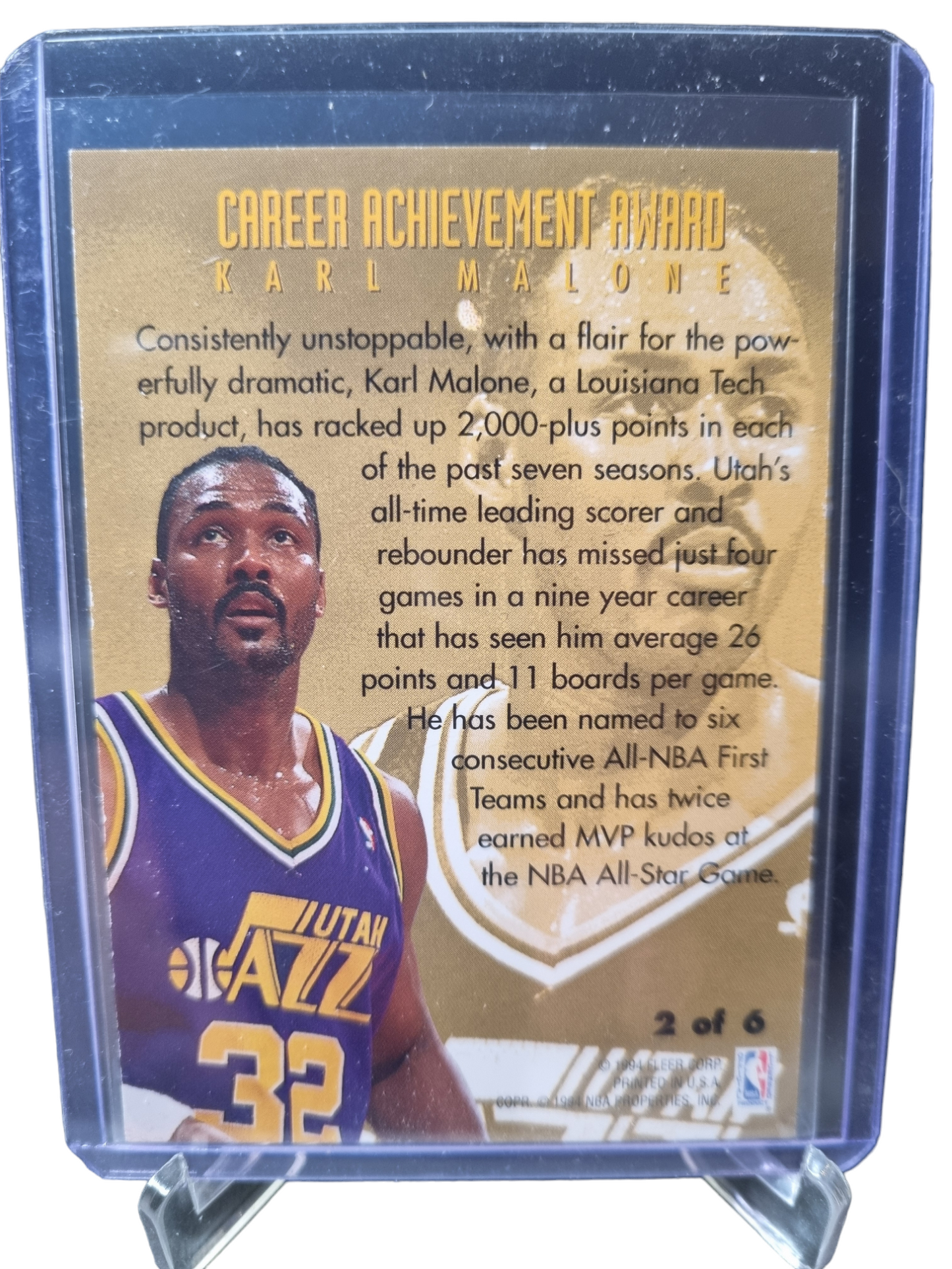 1994-95 Fleer #2 of 6 Karl Malone Career Achievement Award Gold