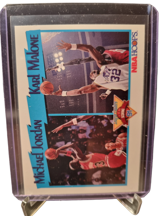 1991 Hoops #306 Karl Malone/Michael Jordan League Leaders Scoring