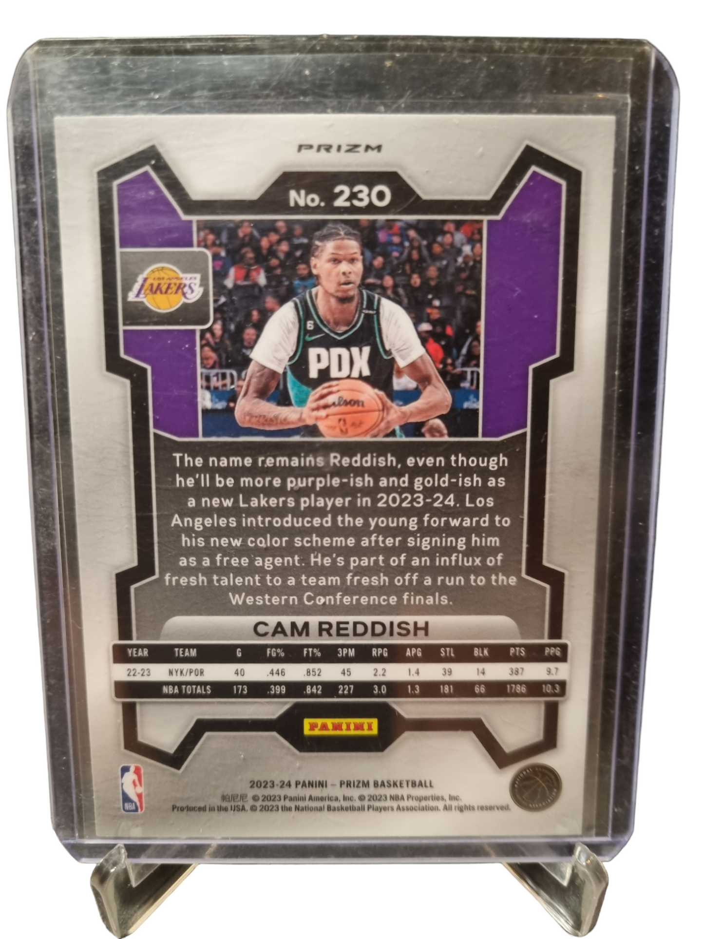 2023-24 Panini Prizm #230 Cam Reddish Pink Cracked Ice Prizm