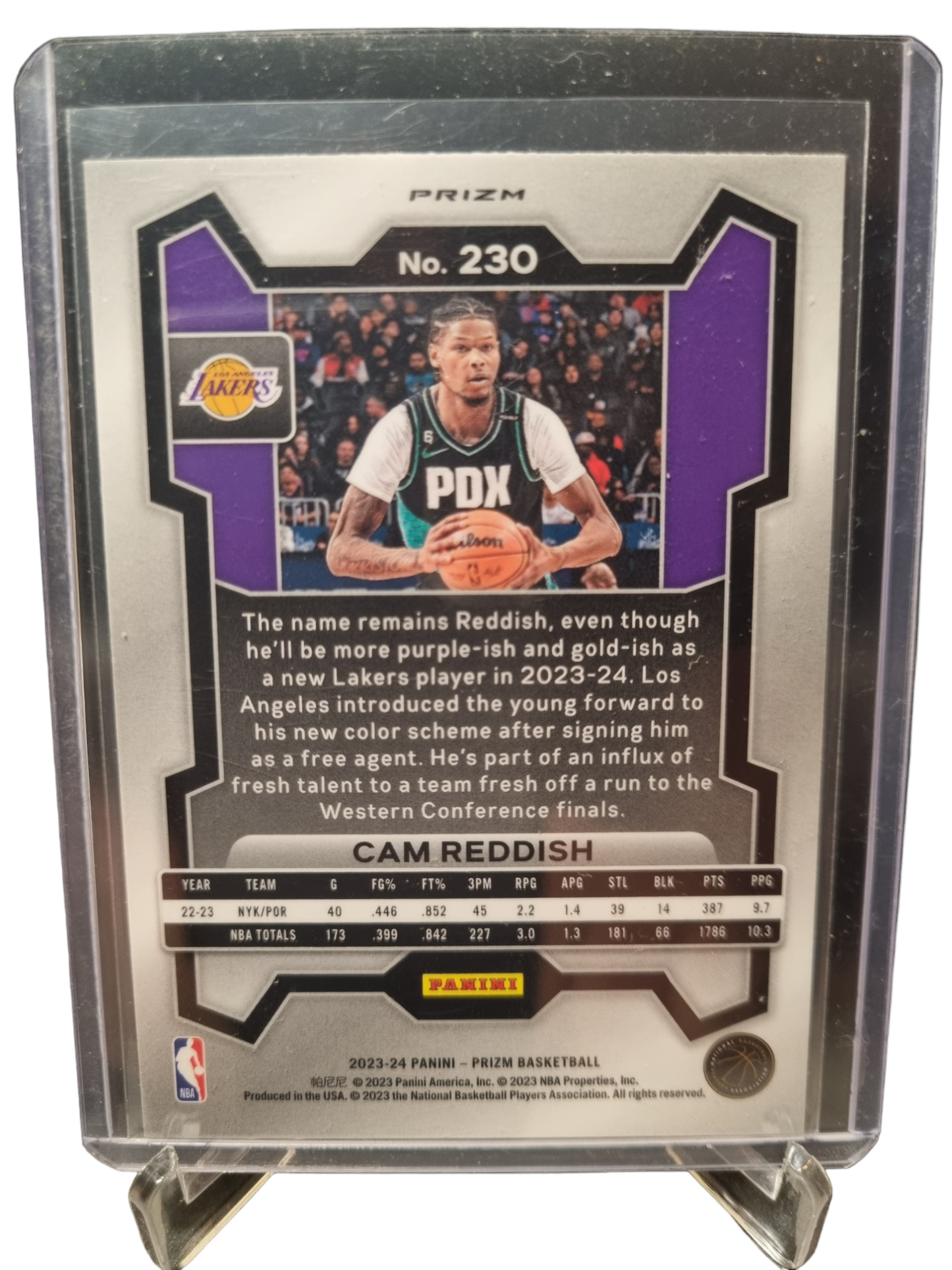 2023-24 Panini Prizm #230 Cam Reddish Red Cracked Ice Prizm