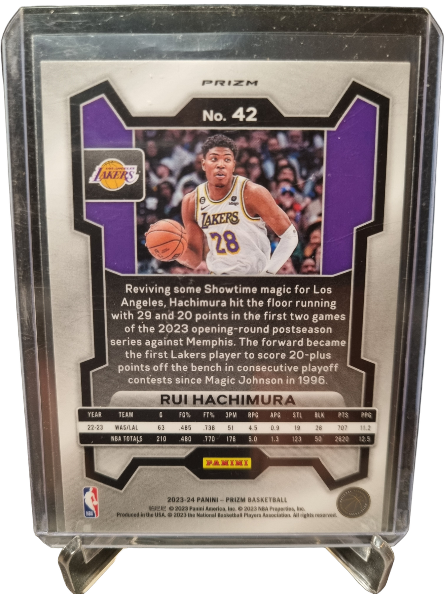 2023-24 Panini Prizm #42 Rui Hachimura Red Cracked Ice Prizm