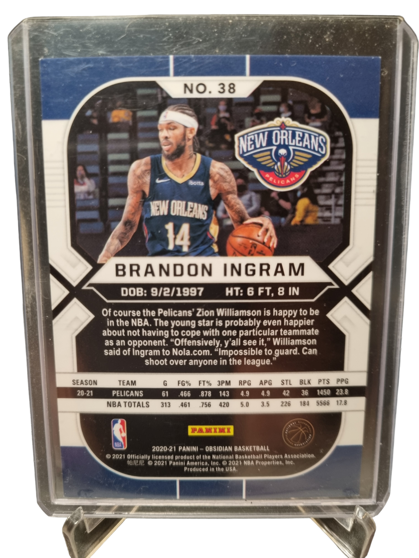 2020-21 Panini Obsidian #38 Brandon Ingram Red Flood