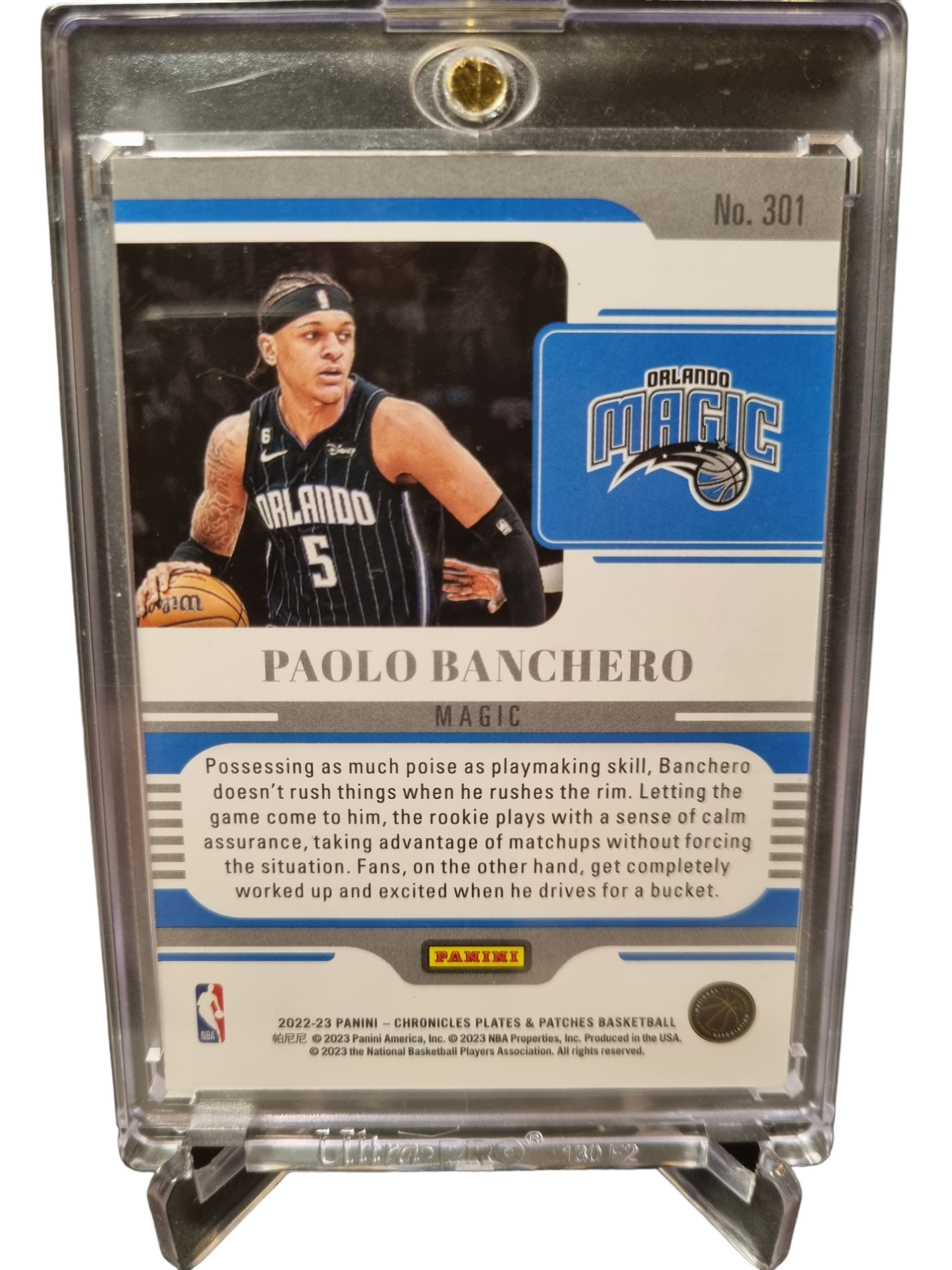 2022-23 Panini Chronicles Plates and Patches #301 Paolo Banchero Rookie Card Blue 21/99