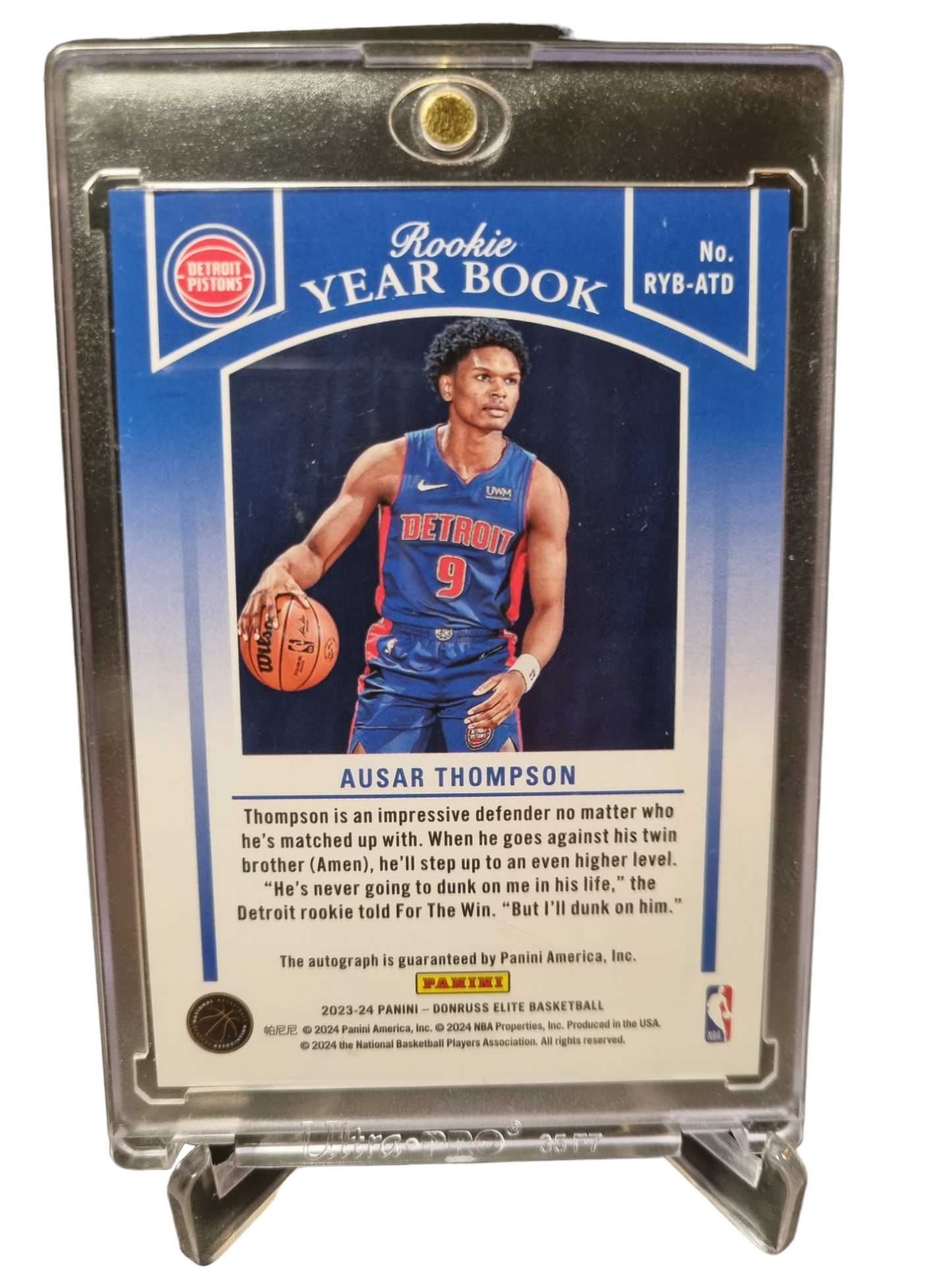 2023-24 Panini Donruss Elite #RYB-ATD Ausar Thompson Rookie Yearbook Autograph