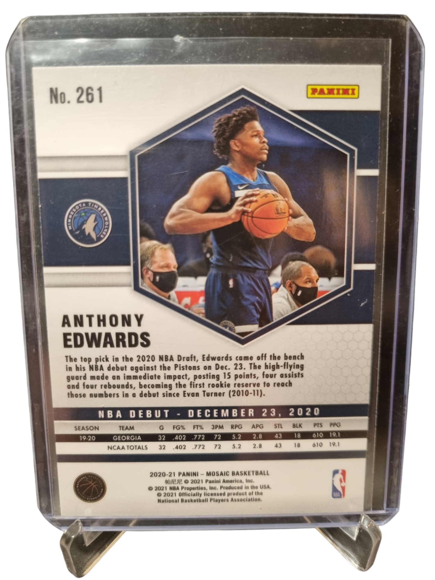 2020-21 Panini Mosaic #261 Anthony Edwards Rookie Card NBA Debut