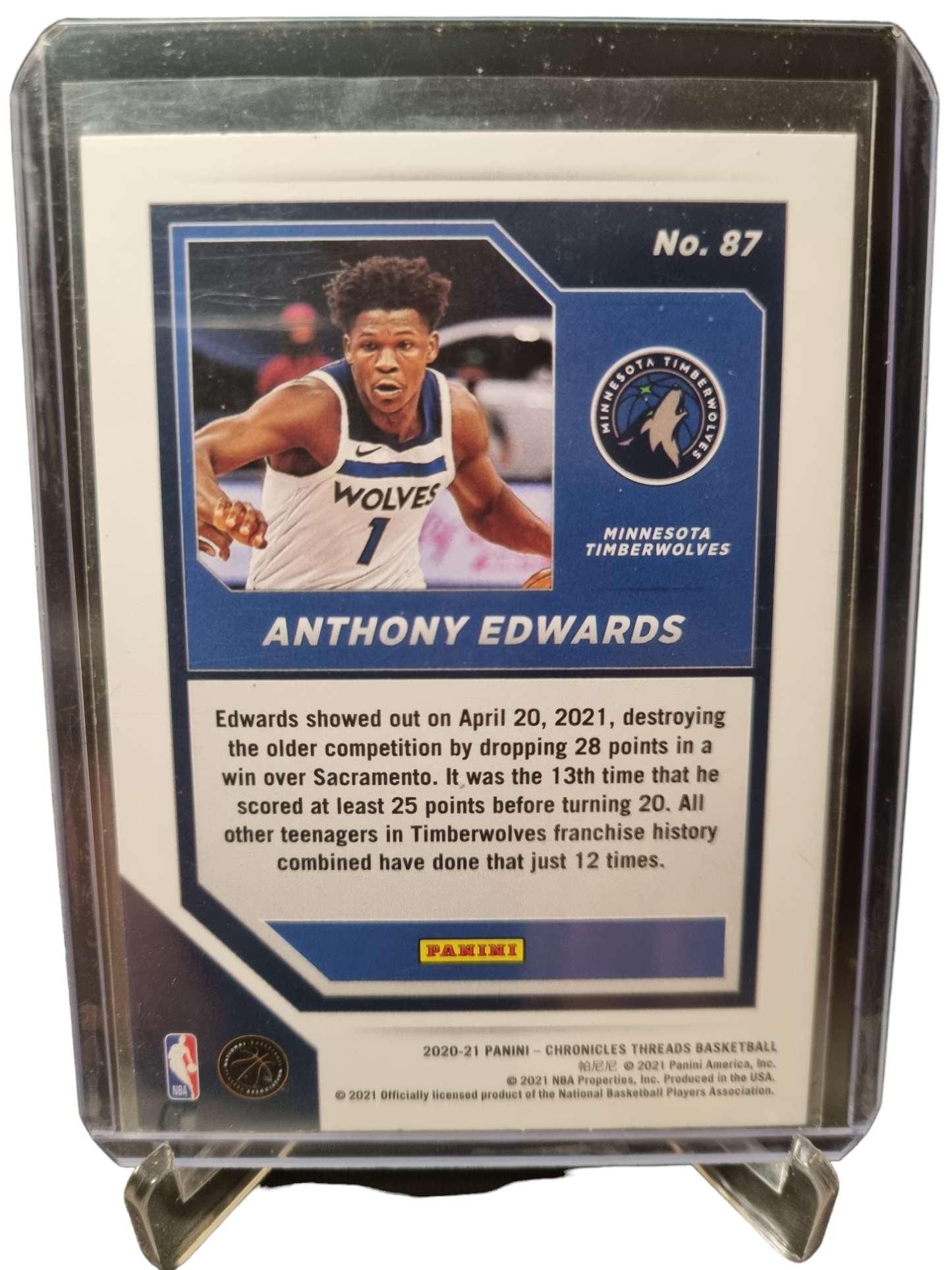 2020-21 Panini Chronicles Threads #87 Anthony Edwards Rookie Card