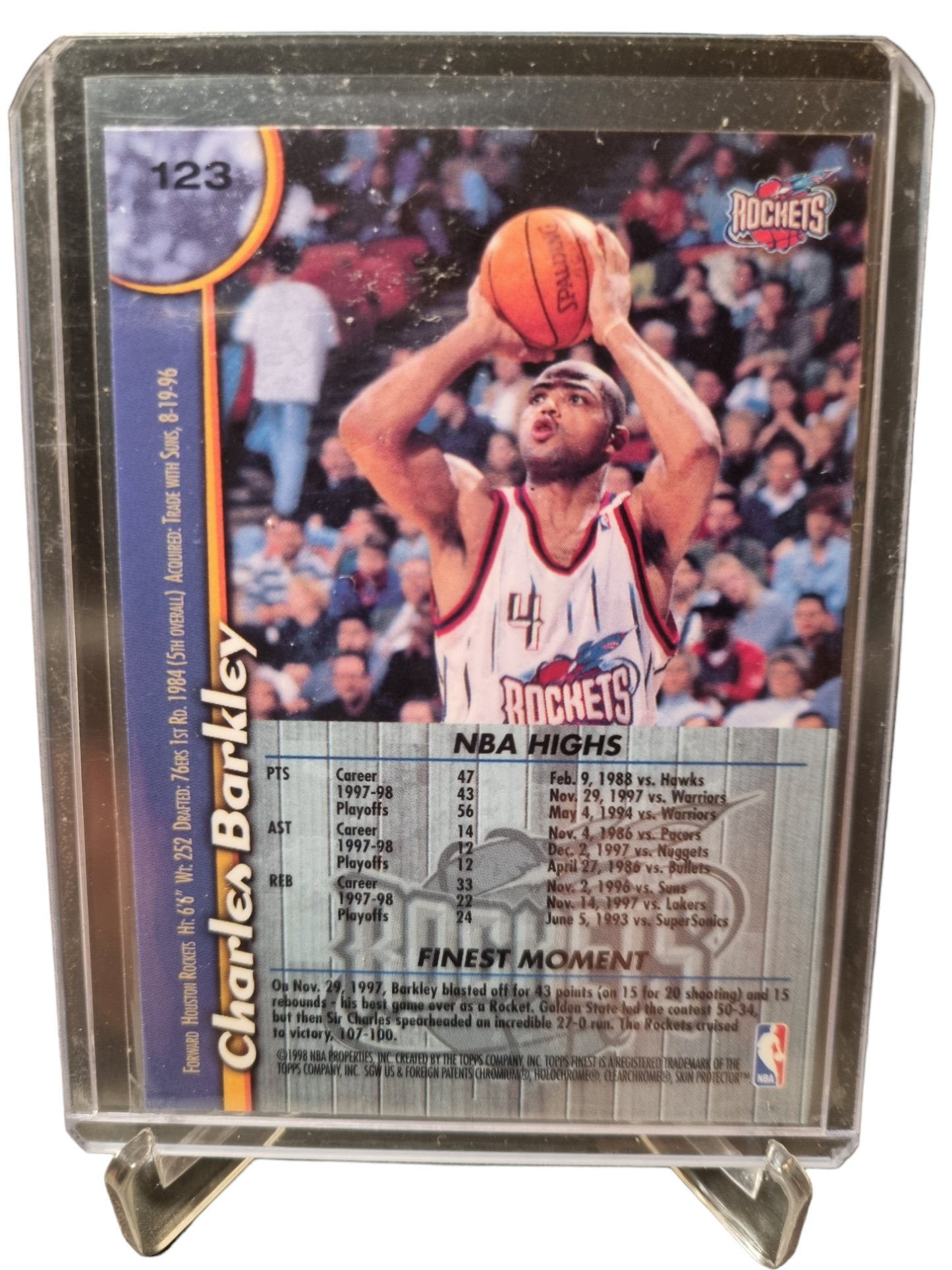 1998 Topps Finest #123 Charles Barkley With Protective Coating