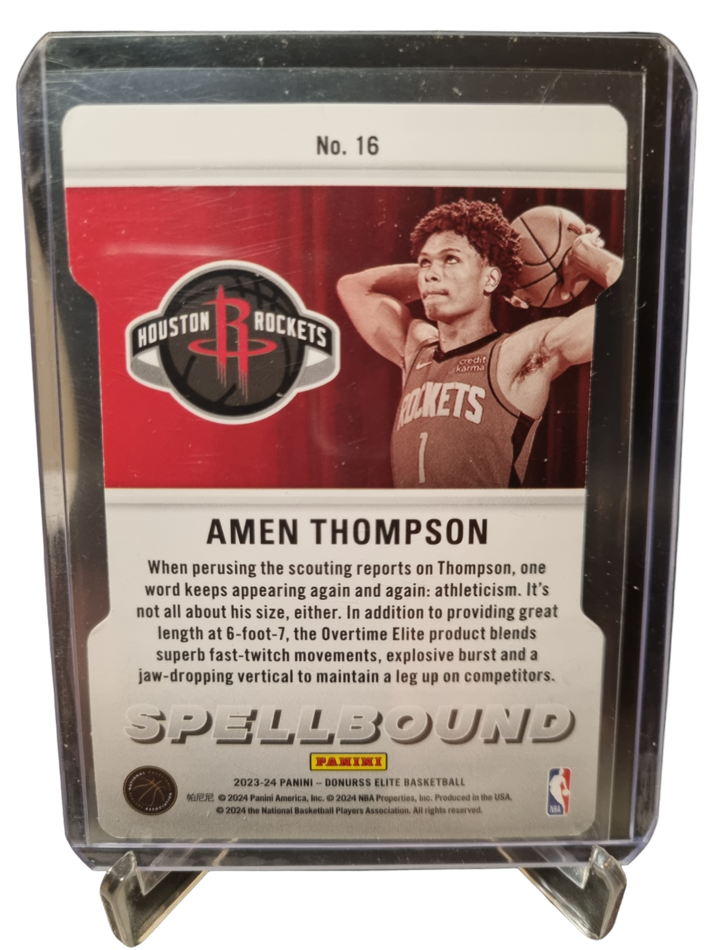 2023-24 Panini Donruss Elite #16 Amen Thompson Rookie Card Spellbound Orange Die Cut