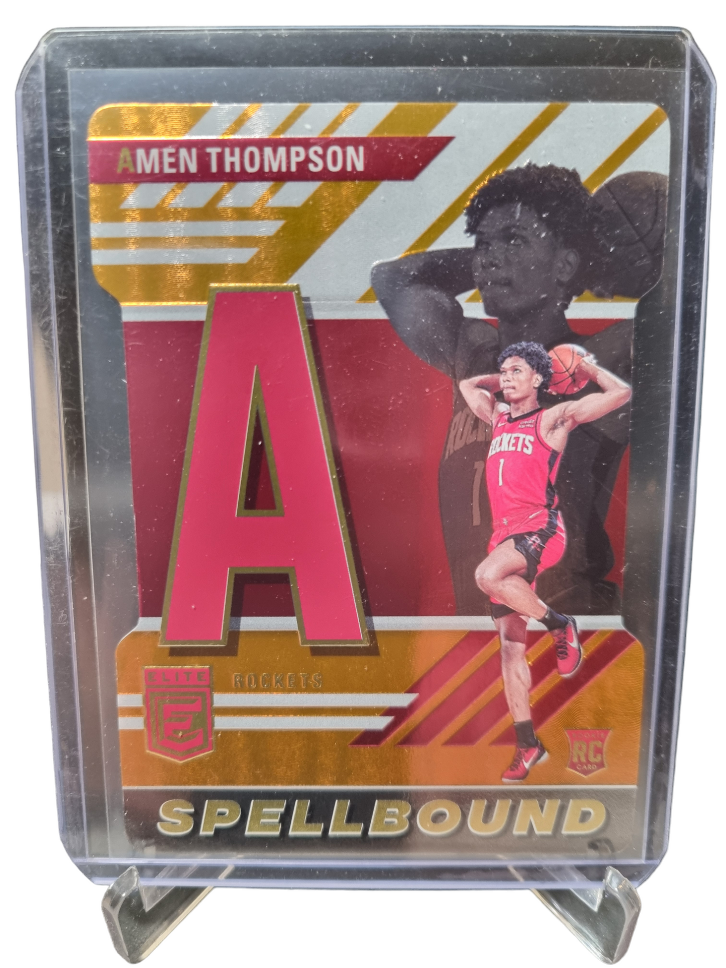 2023-24 Panini Donruss Elite #16 Amen Thompson Rookie Card Spellbound Orange Die Cut