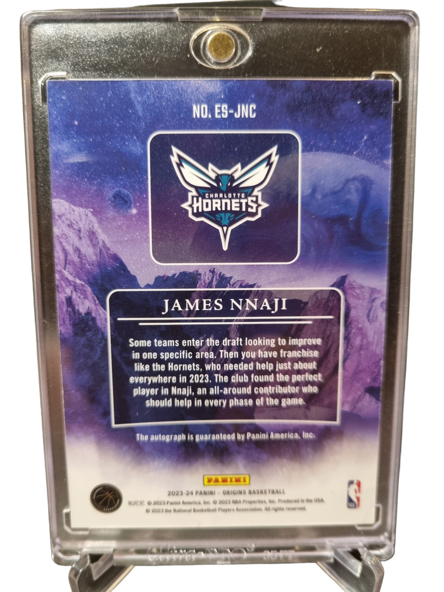 2023-24 Panini Origins #ES-JNC James Nnaji Rookie Card Elevation On Card Autograph 15/25