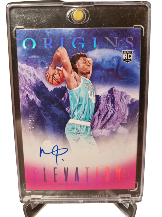 2023-24 Panini Origins #ES-JNC James Nnaji Rookie Card Elevation On Card Autograph 15/25