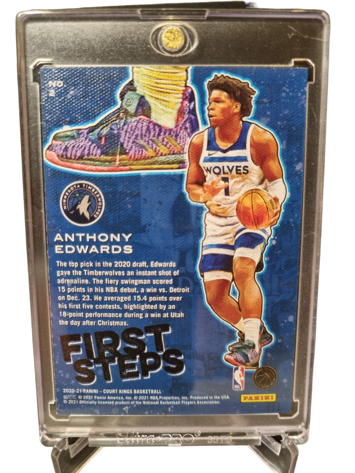 2020-21 Panini Court Kings #2 Anthony Edwards Rookie Card First Steps