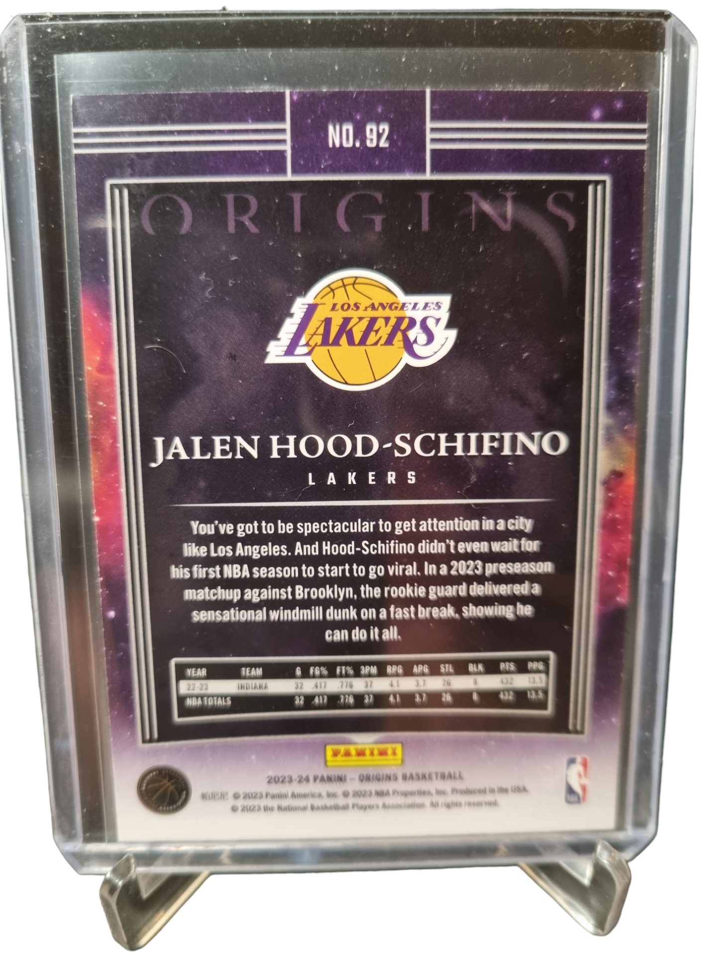 2023-24 Panini Origins #92 Jalen Hood-Schifino Rookie Card