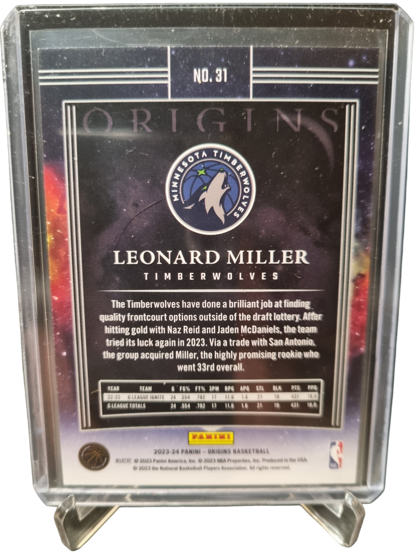 2023-24 Panini Origins #31 Leonard Miller Rookie Card