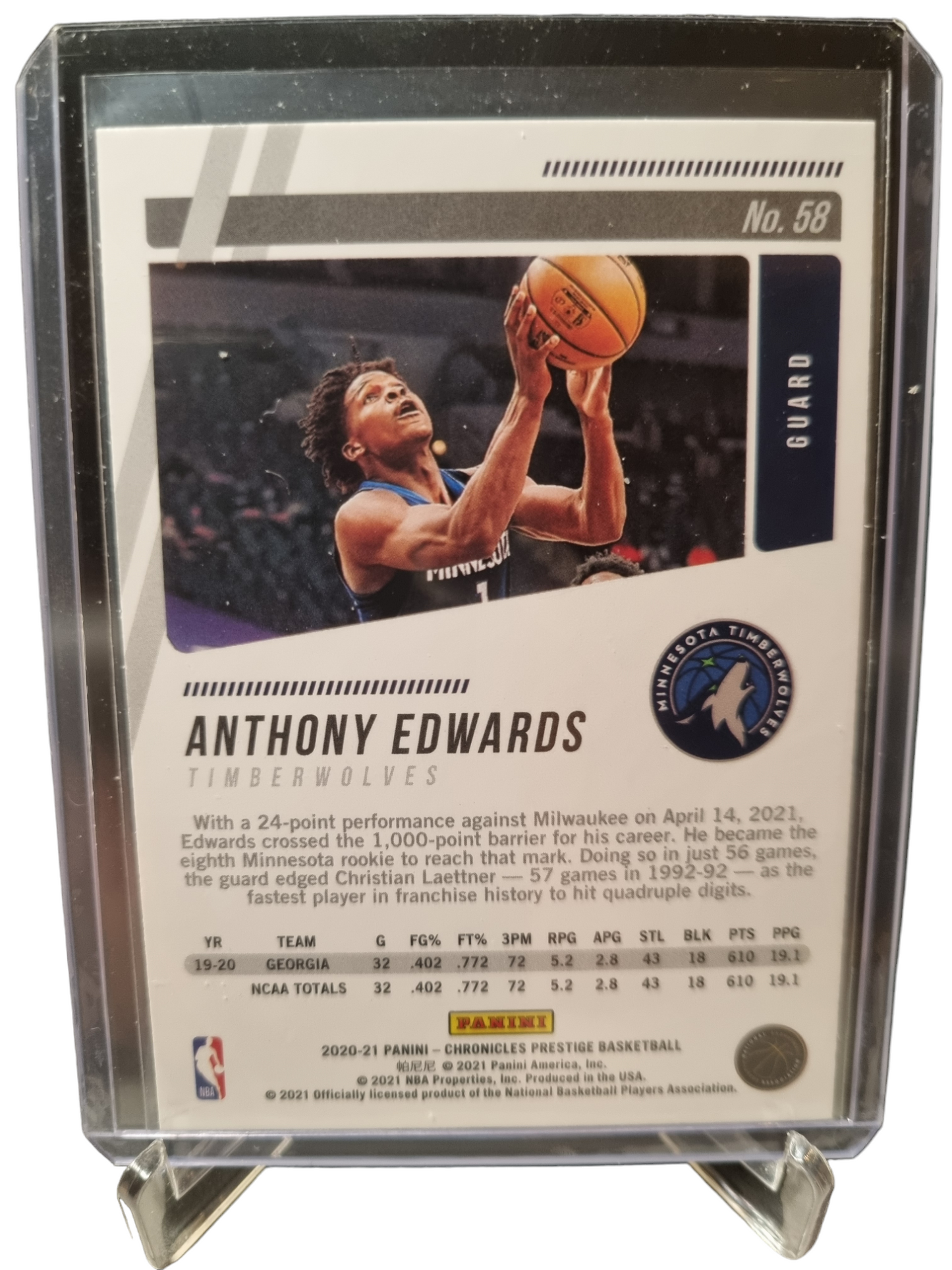 2020-21 Panini Chronicles Prestige #58 Anthony Edwards Rookie Card