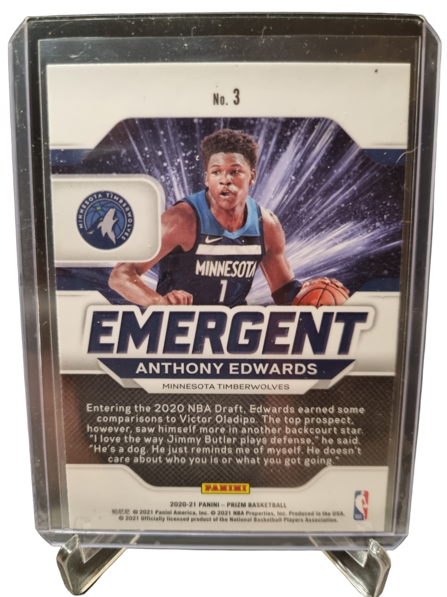 2020-21 Panini Prizm #3 Anthony Edwards Rookie Card Emergent