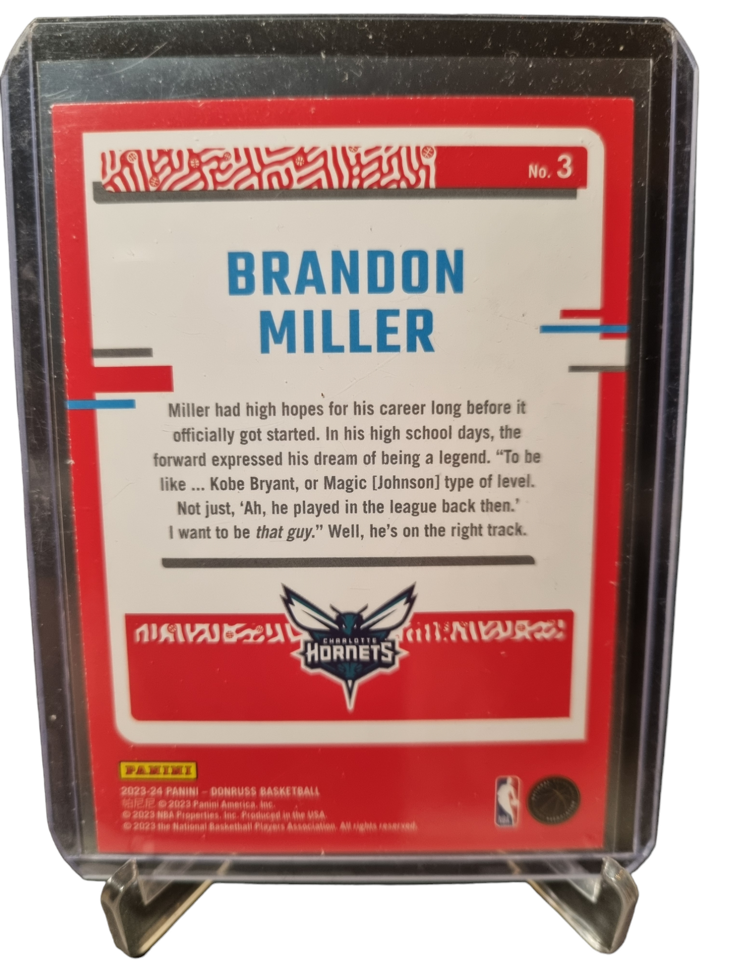 2023-24 Panini Donruss #3 Brandon Miller Rookie Card The Rookies