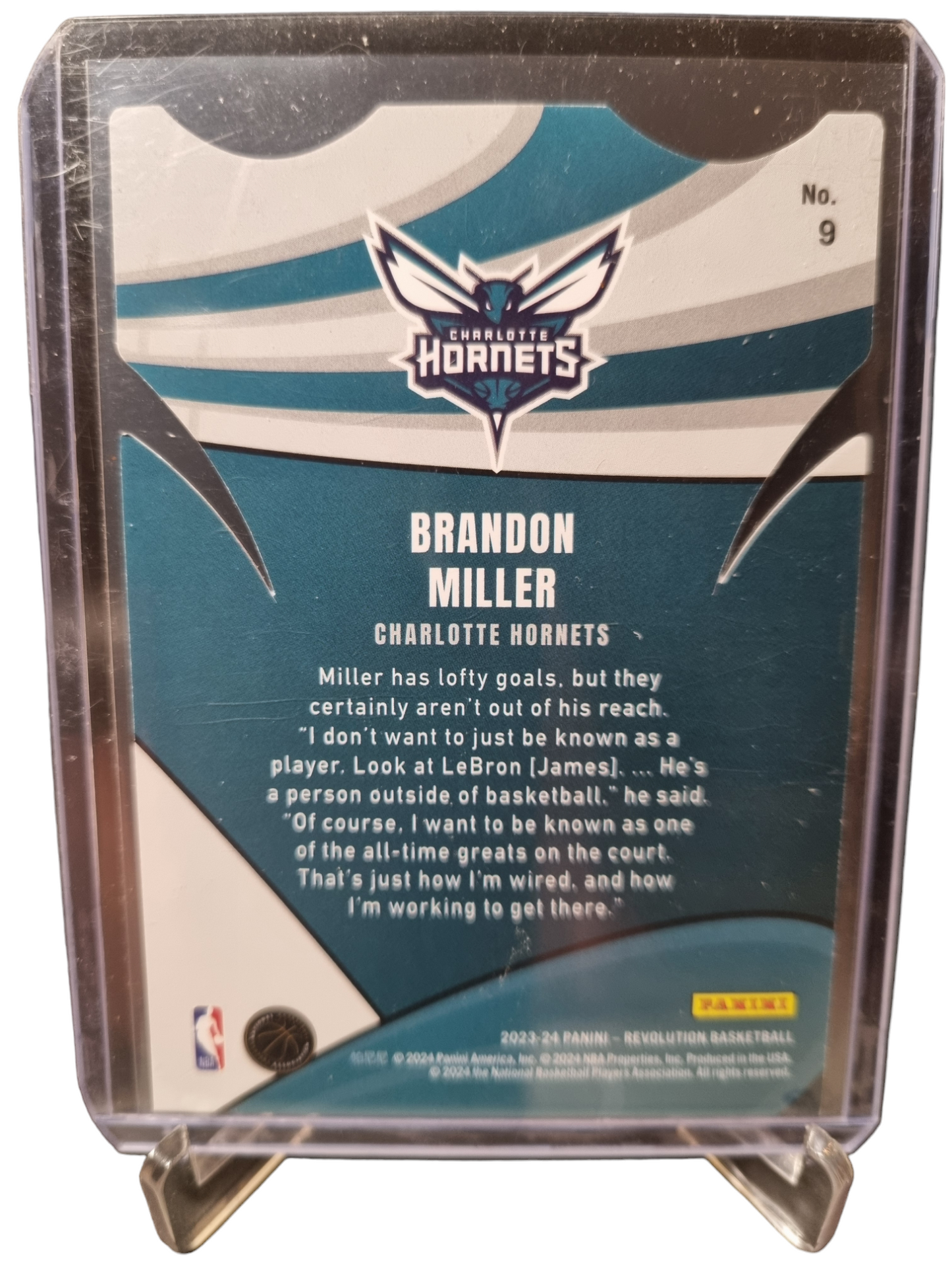 2023-24 Panini Revolution #9 Brandon Miller Rookie Card Lift Off Die Cut