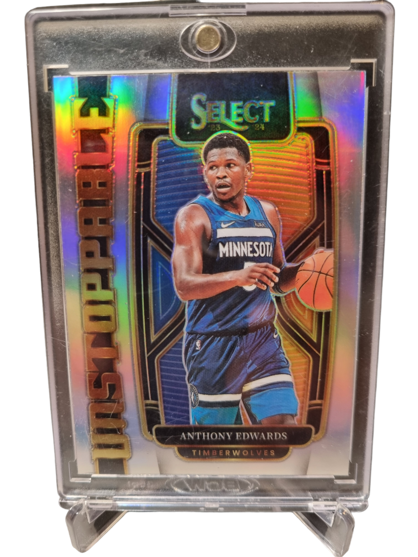 2023-24 Panini Select #17 Anthony Edwards Unstoppable Silver Prizm