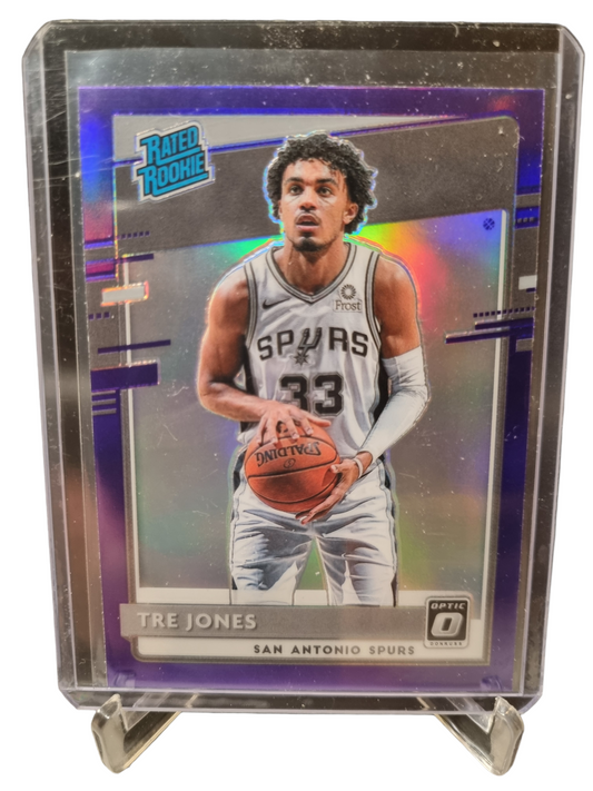 2020-21 Panini Donruss Optic #188 Tre Jones Rookie Card Rated Rookie Purple Holo