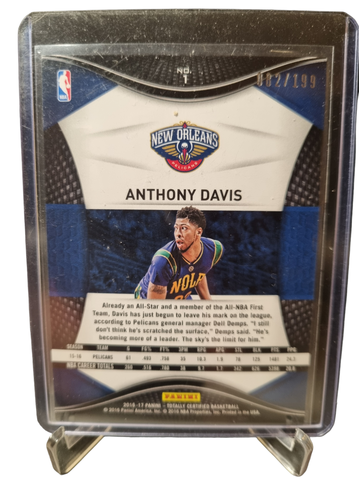 2016-17 Panini Totally Certified #1 Anthony Davis Silver 082/199 - 2nd year card