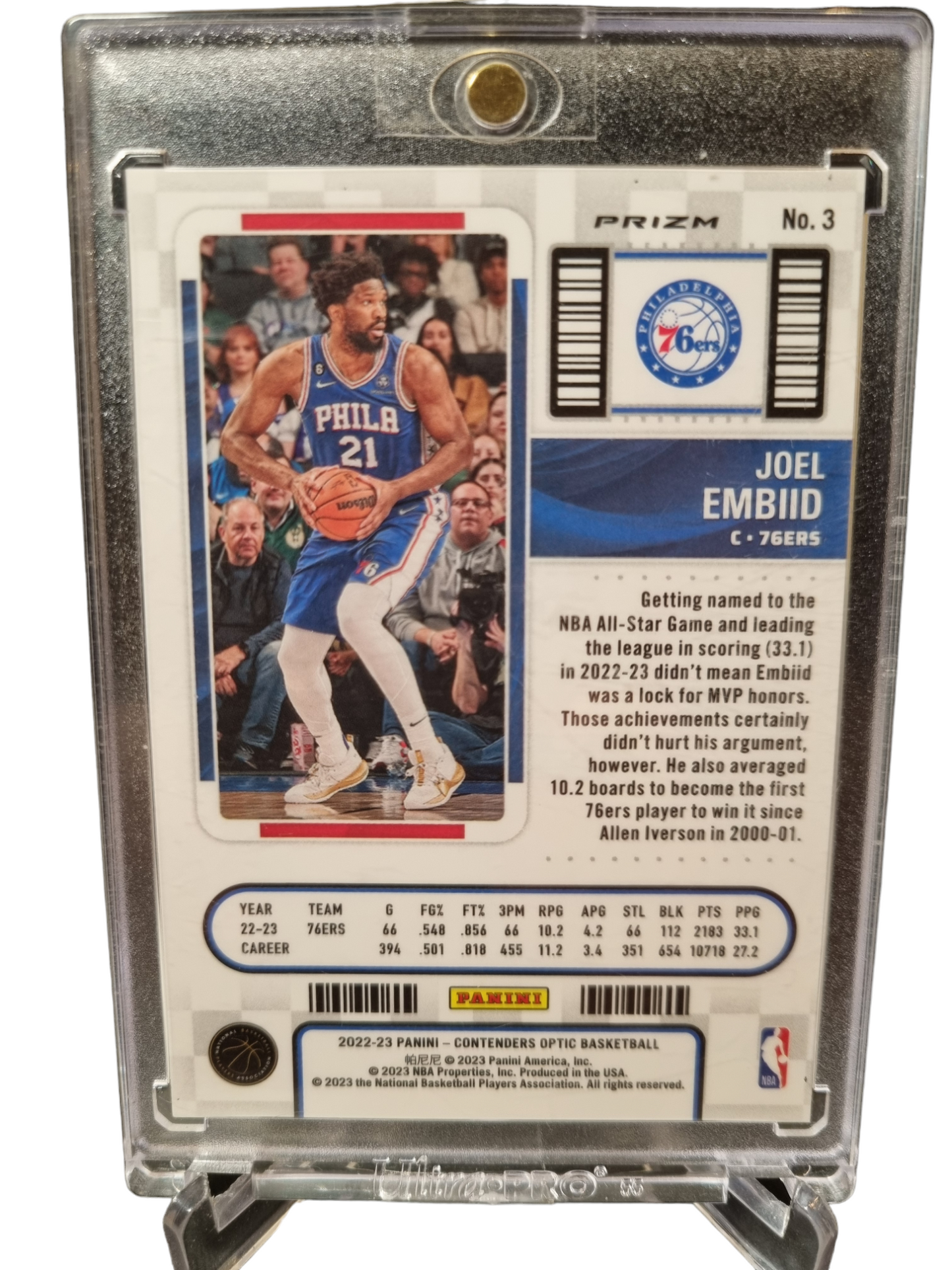 2022-23 Panini Donruss Optic #3 Joel Embiid Black Pandora Prizm SSP