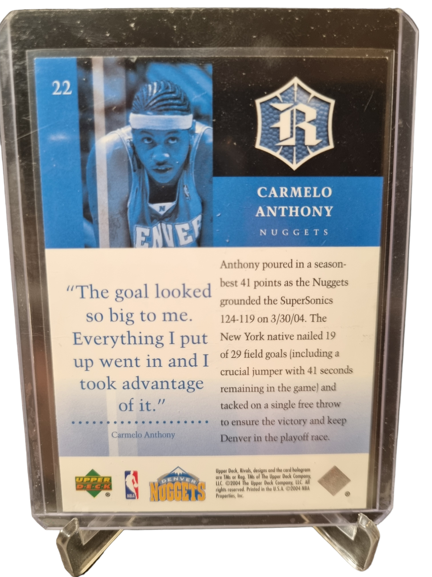 2004 Upper Deck #22 Carmelo Anthony Rivals