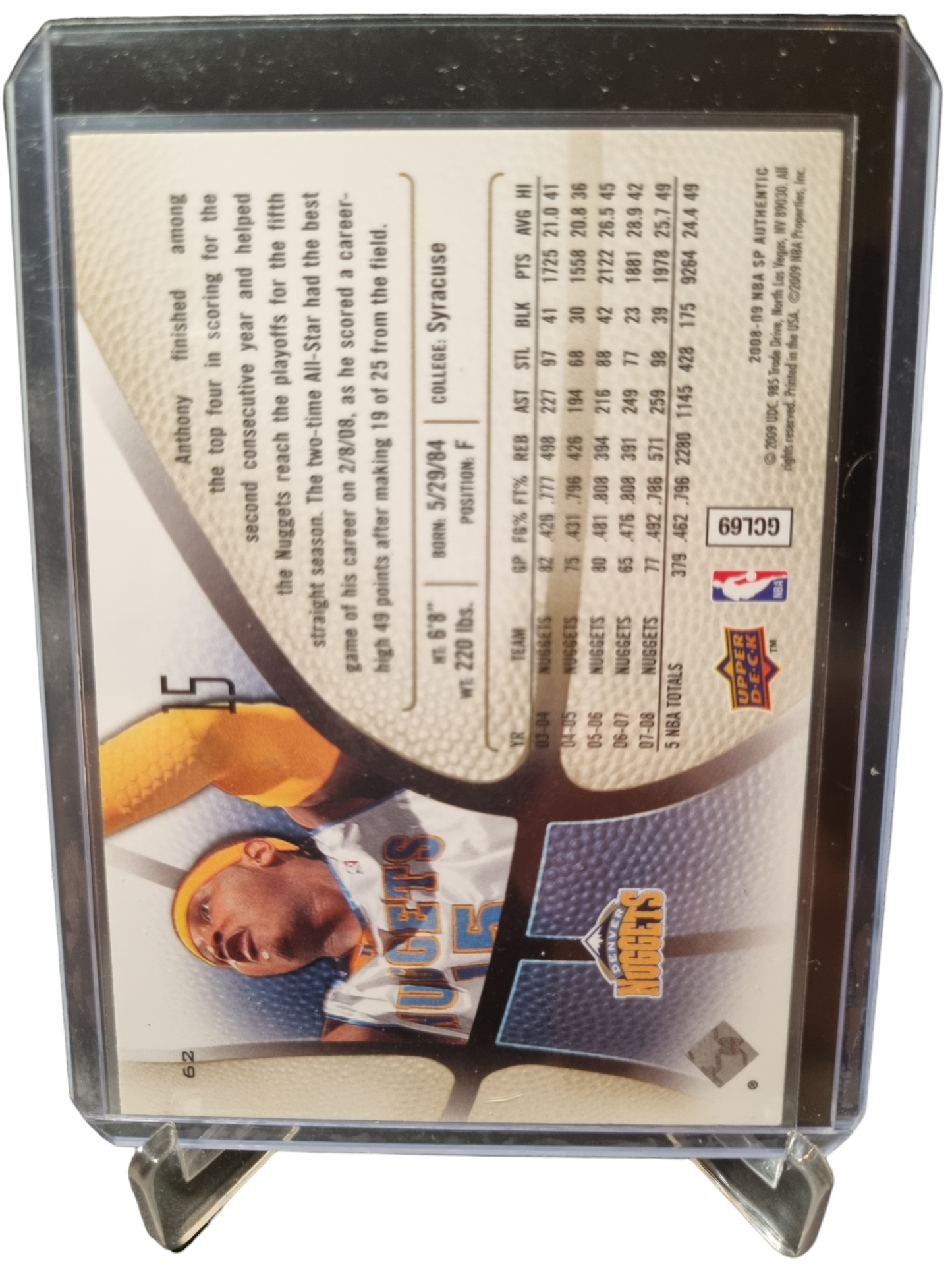 2008-09 Upper Deck #62 Carmelo Anthony SP gold Foil