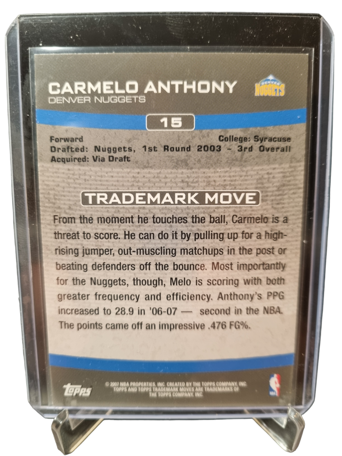 2007 Topps #15 Carmelo Anthony Trademark Moves