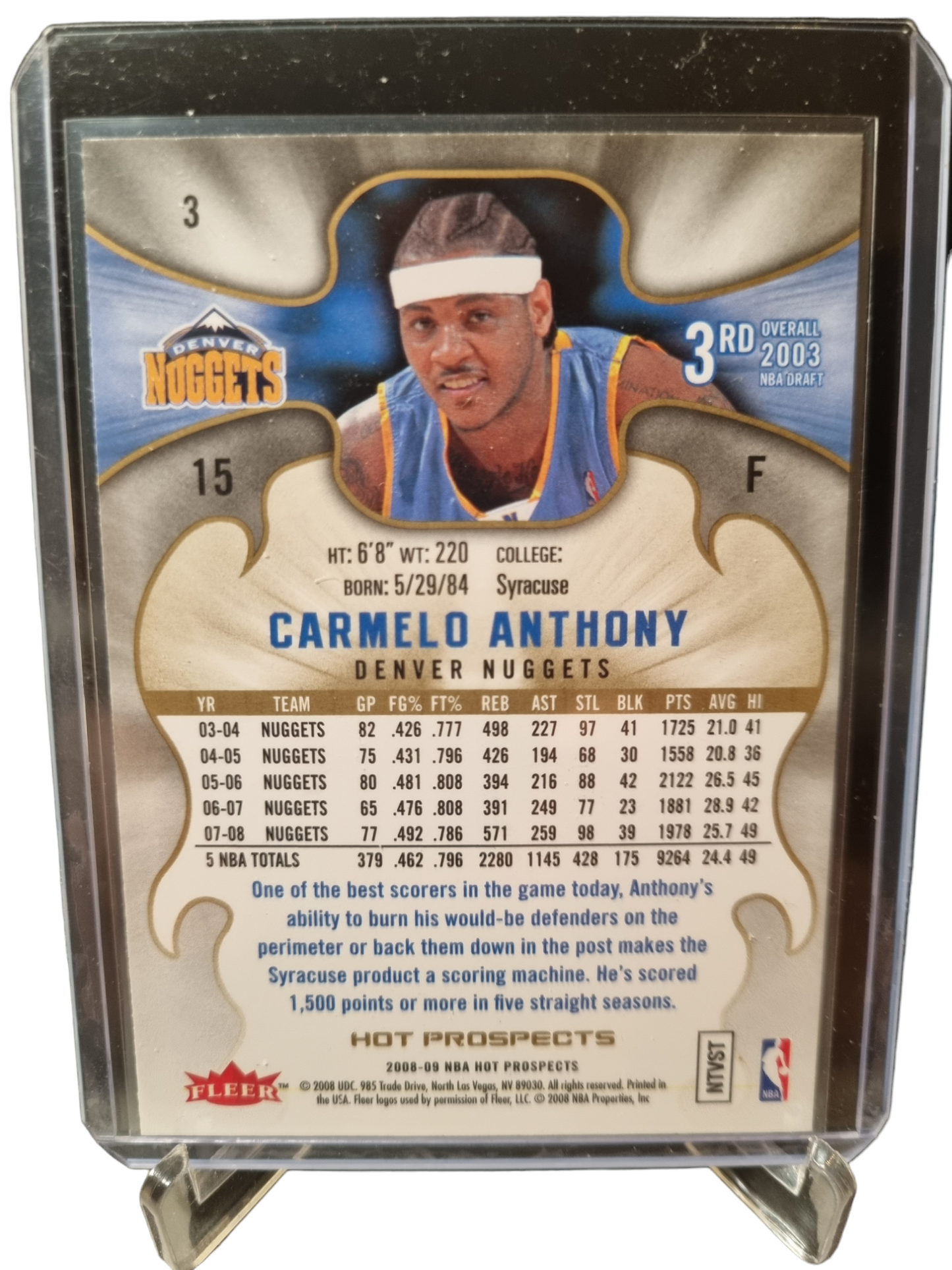 2008-09 Fleer #3 Carmelo Anthony Hot Prospects