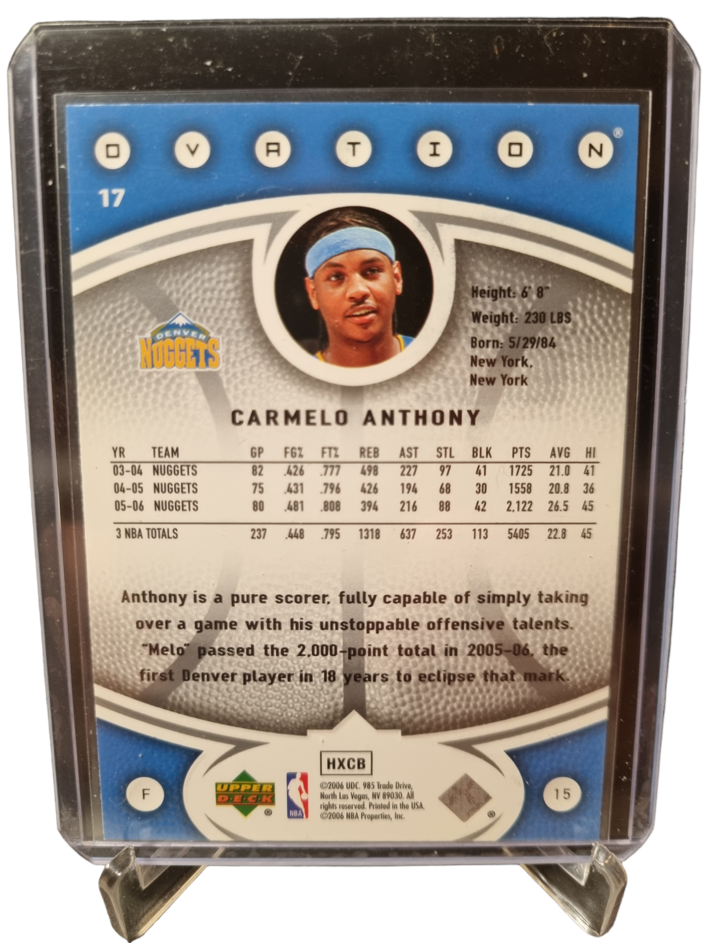 2006 Upper Deck #17 Carmelo Anthony Ovation