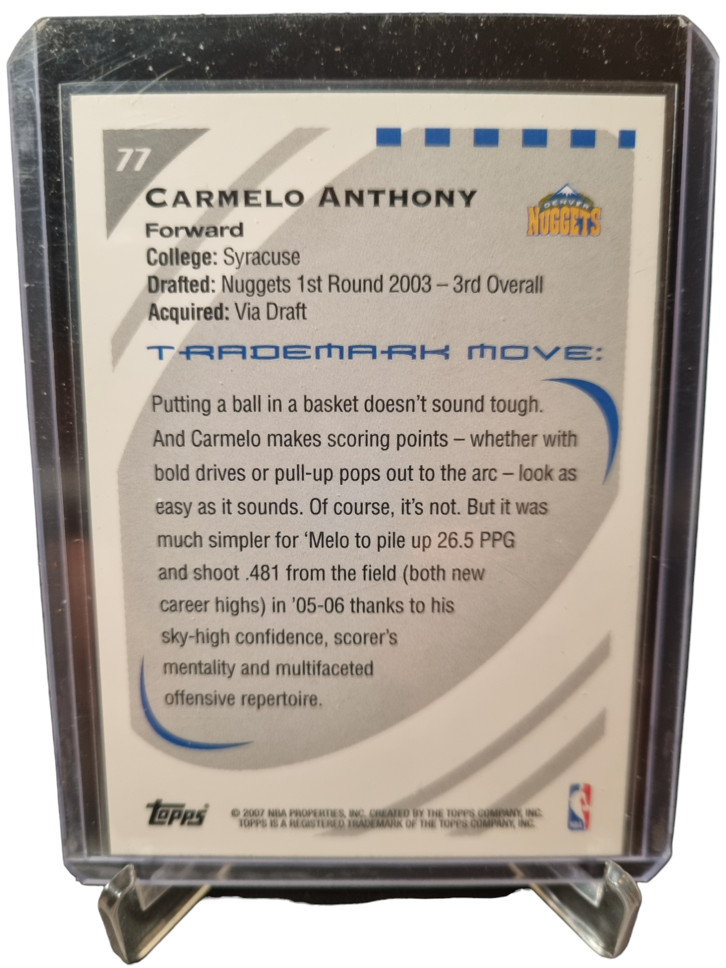 2007 Topps #77 Carmelo Anthony Trademark Moves