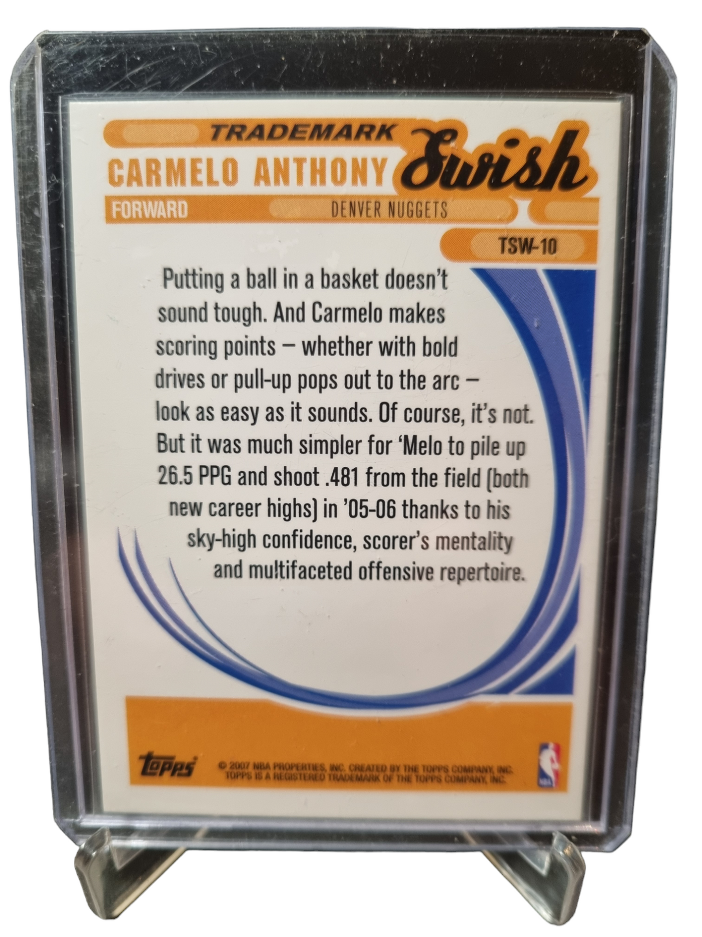 2007 Topps #TSW-10 Carmelo Anthony Trademark Moves Swish