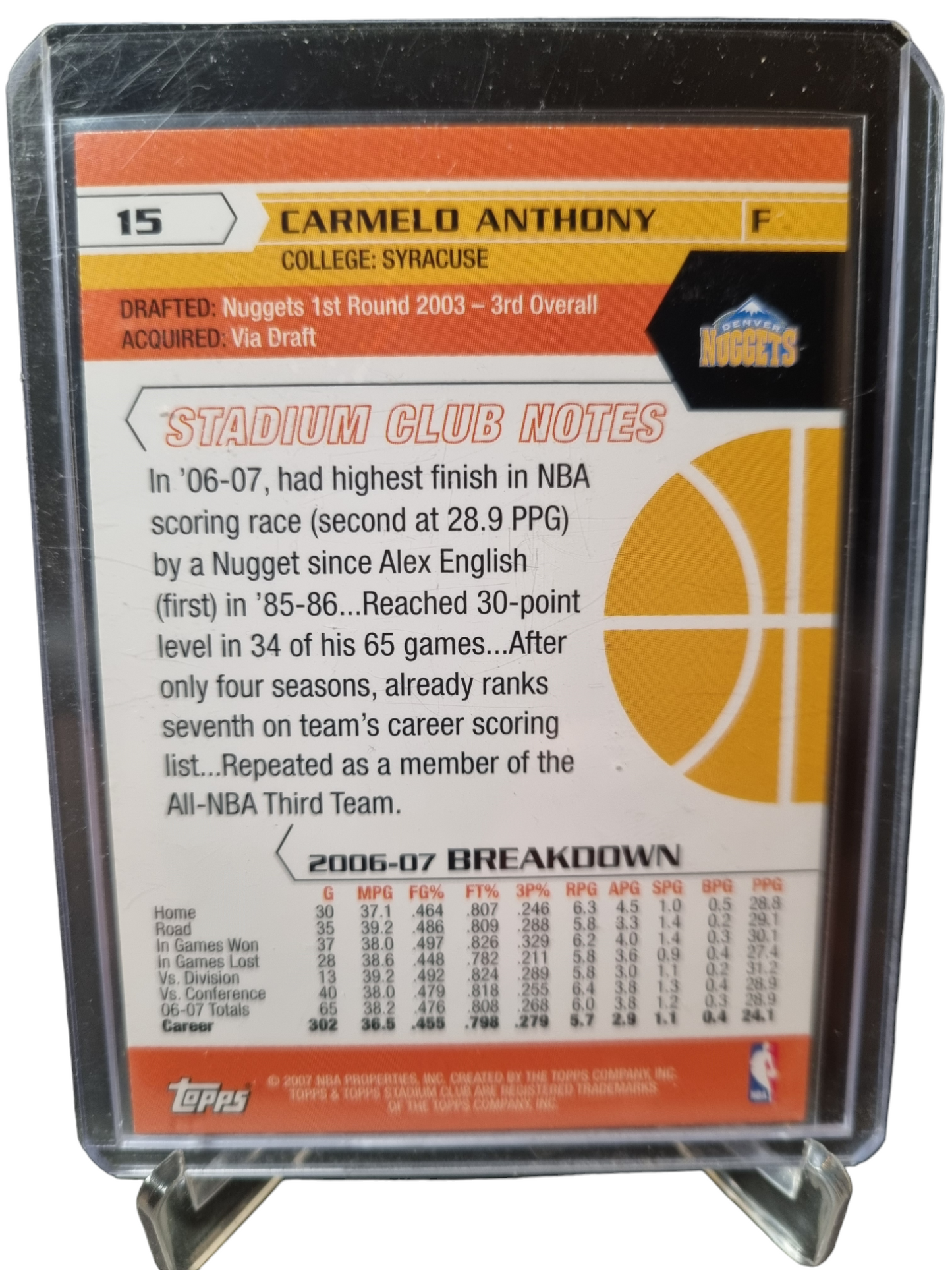 2007 Topps Stadium Club #15 Carmelo Anthony