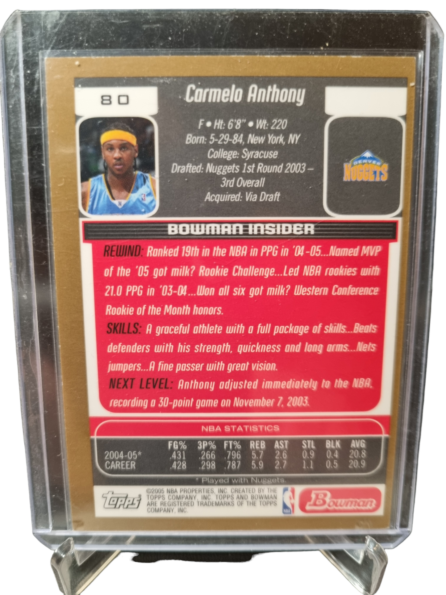 2005 Topps #80 Carmelo Anthony Bowmans Best Draft Picks and Prospects