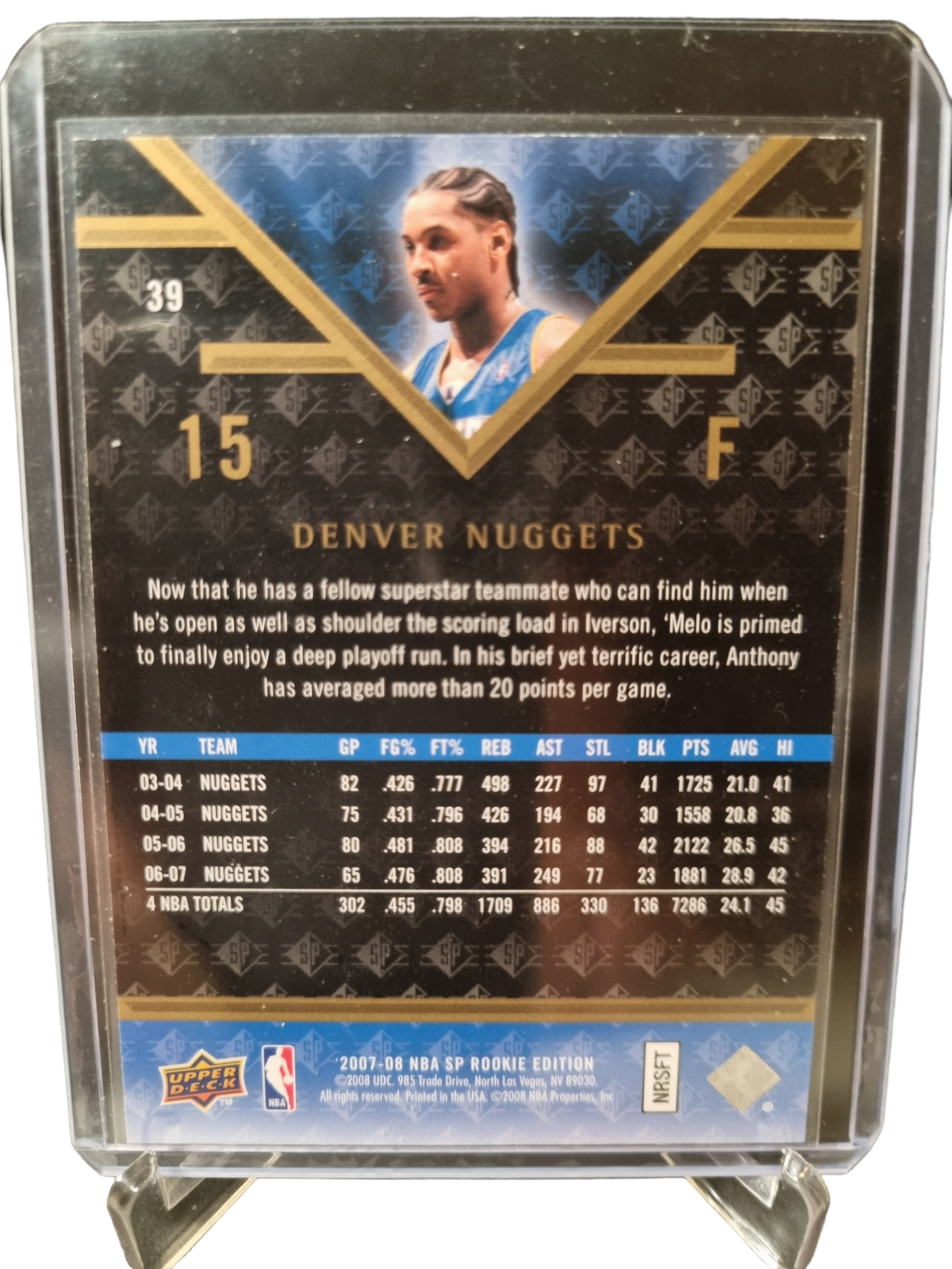 2007-08 Upper Deck #39 Carmelo Anthony SP Rookie Edition