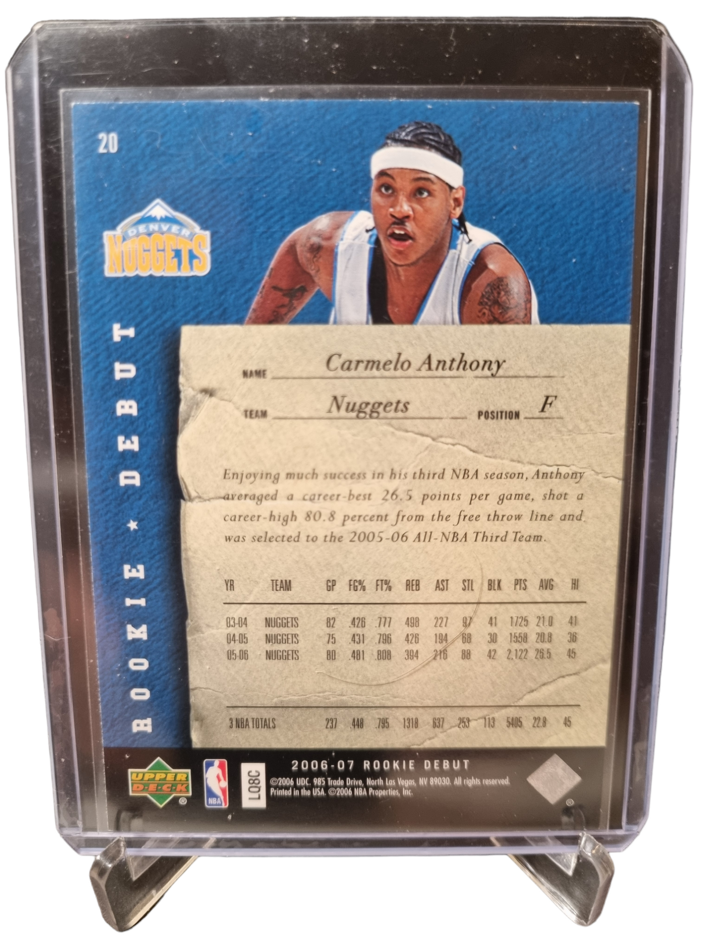 2006-07 Upper Deck #20 Carmelo Anthony Rookie Debut