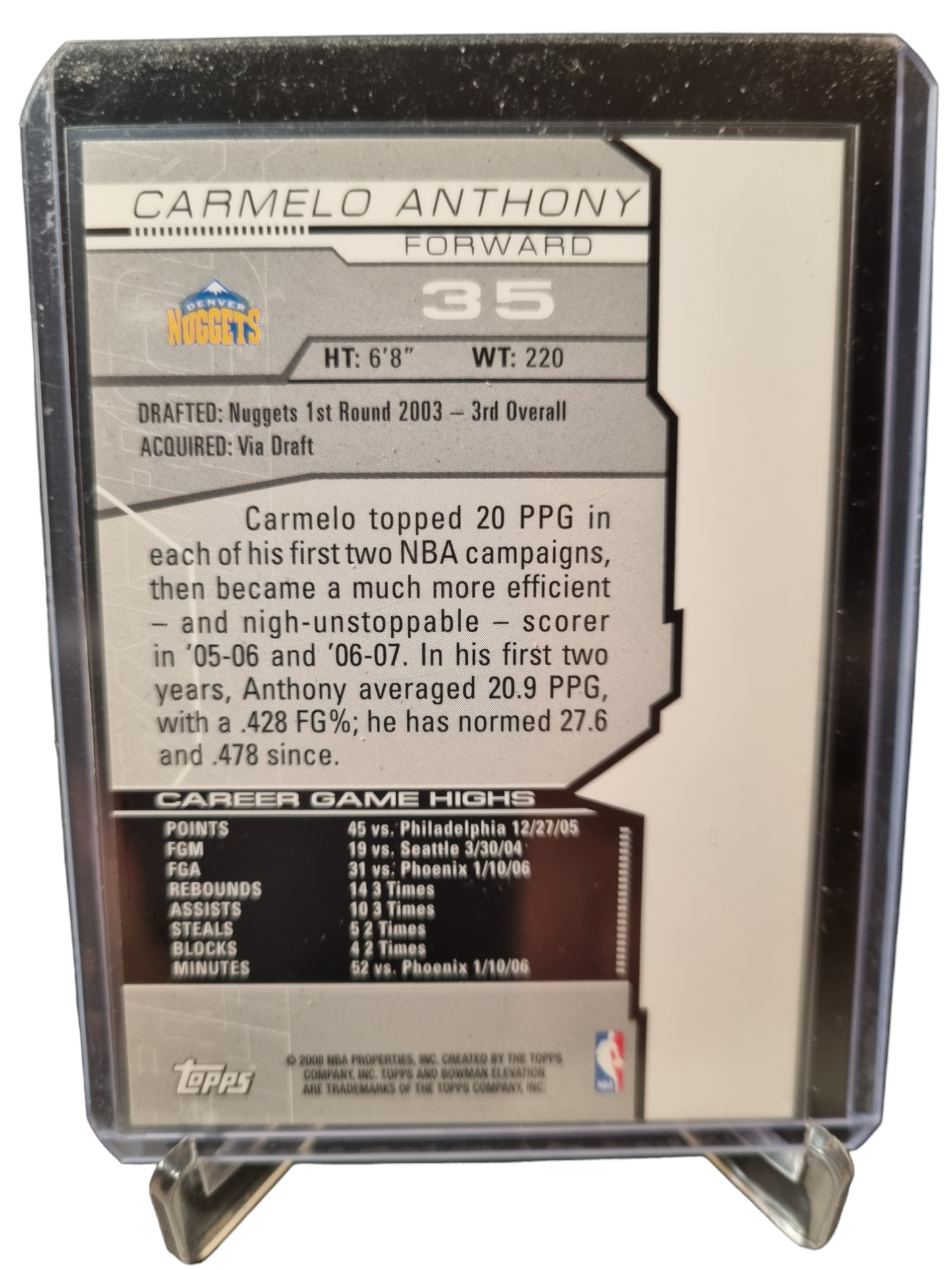 2008 Topps #35 Carmelo Anthony Elevation