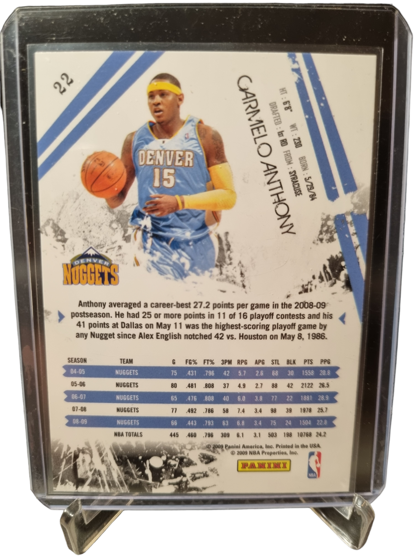 2009 Panini R.S #22 Carmelo Anthony Rookies and Stars Gold Foil