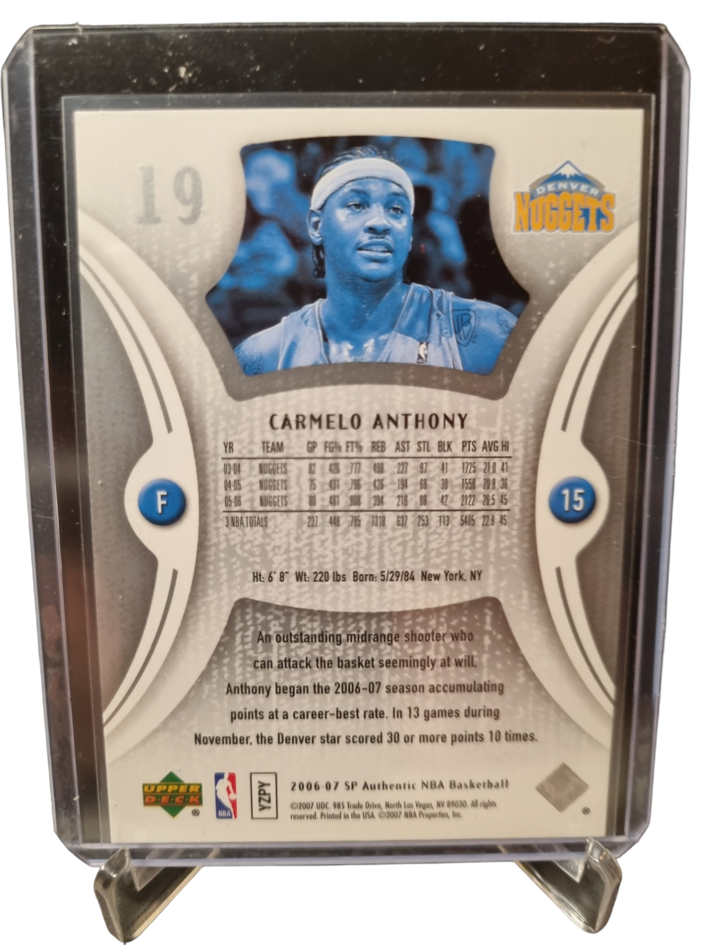 2006-07 Upper Deck #19 Carmelo Anthony SP Authentic