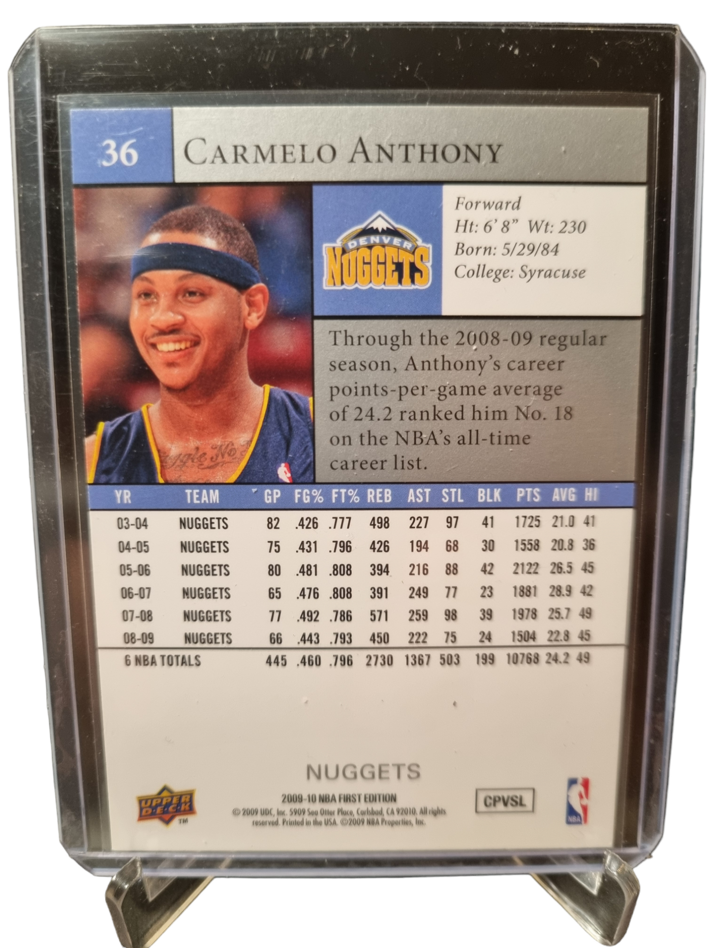 2009-10 Upper Deck #36 Carmelo Anthony First Edition